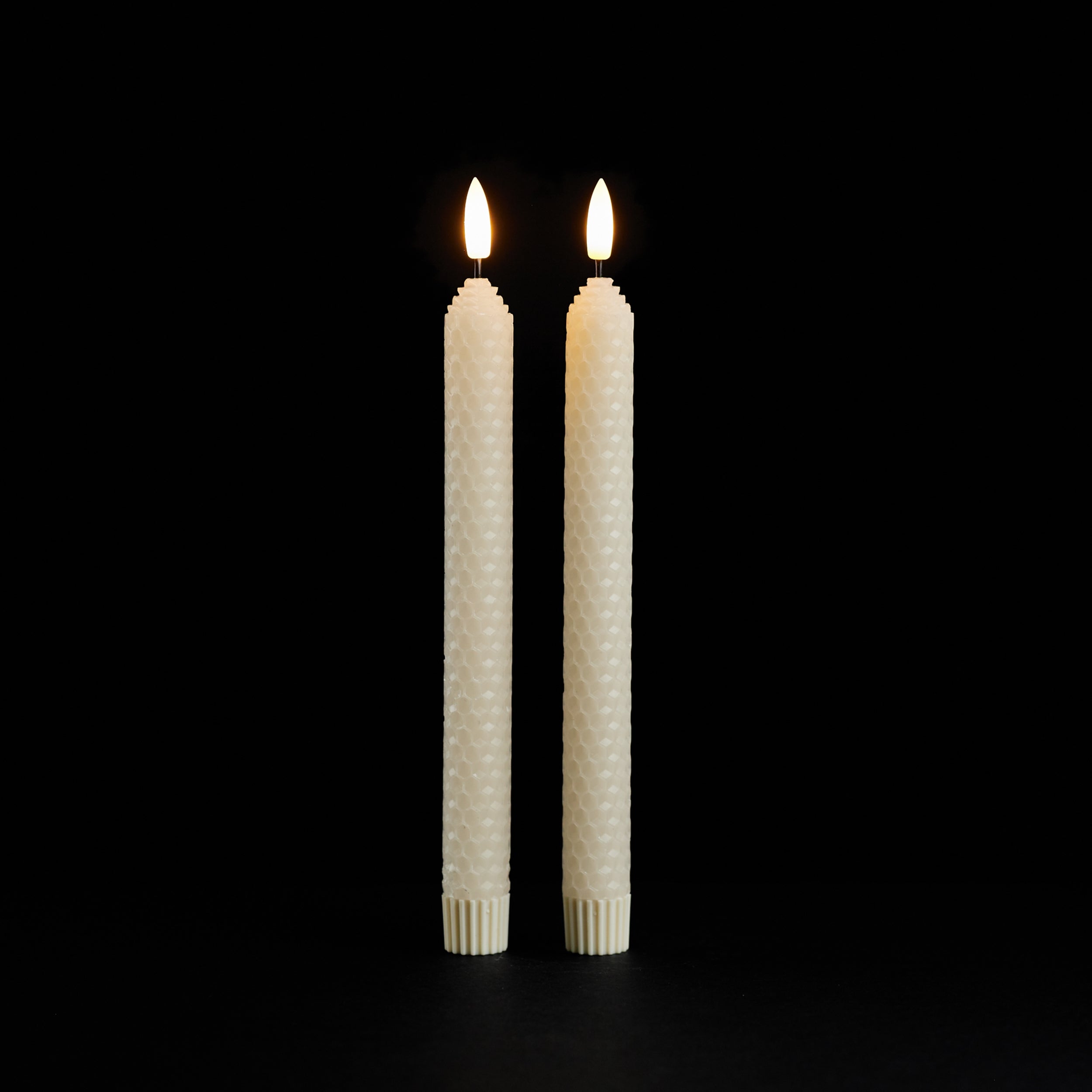 FIA Wick Beige Textured Taper Candle, Set of 2