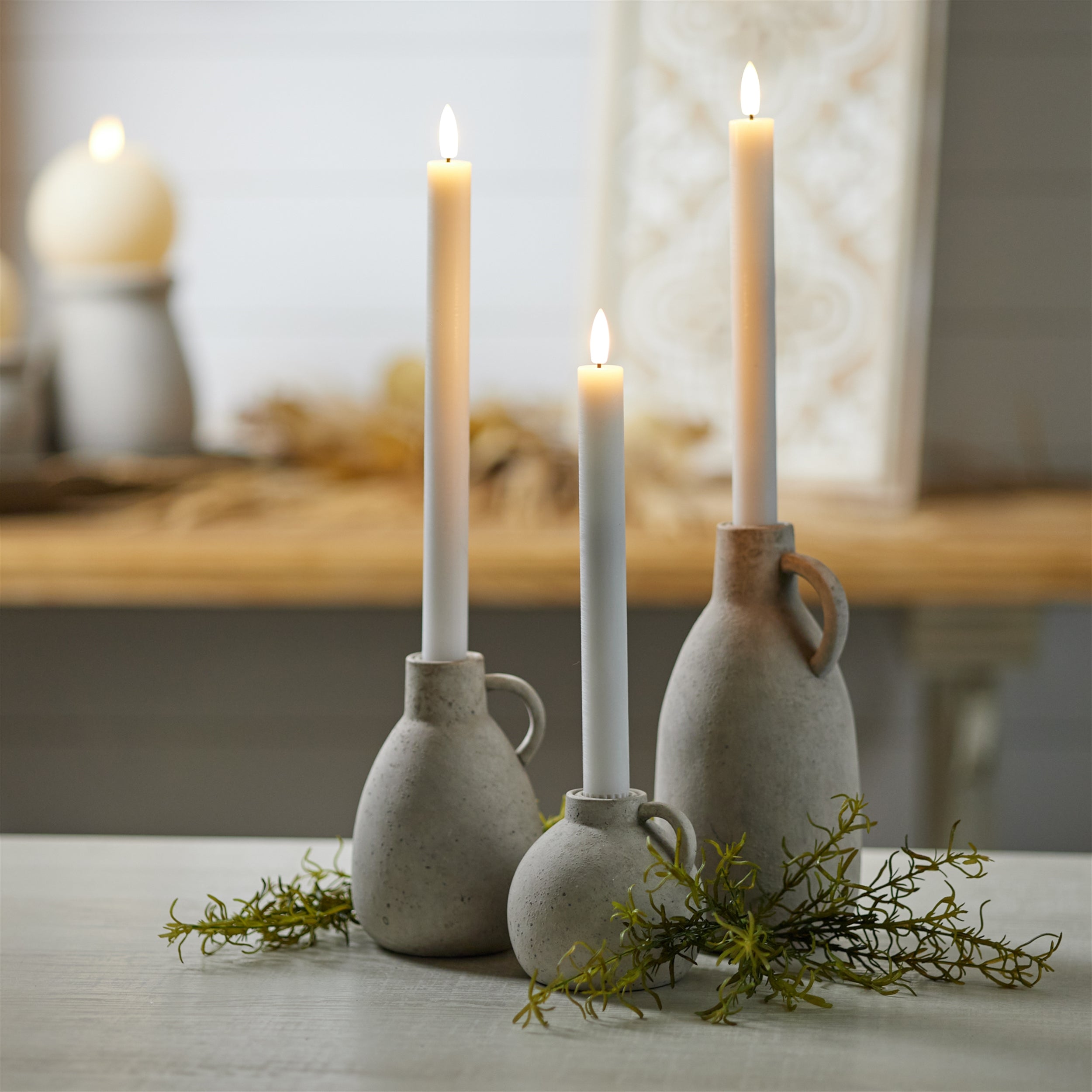FIA Wick White Taper Candle, Set of 2