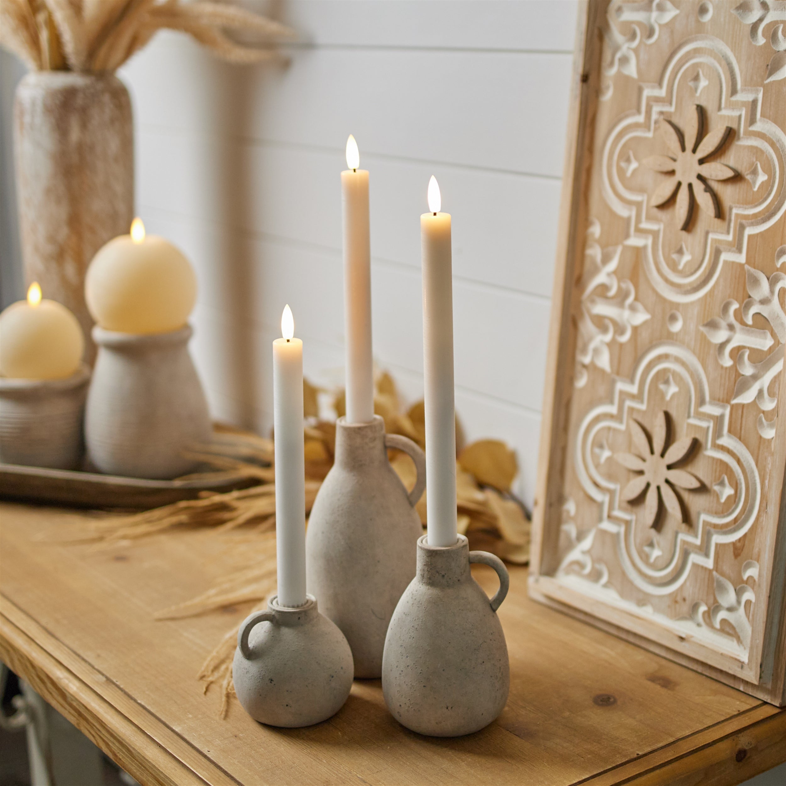 FIA Wick White Taper Candle, Set of 2