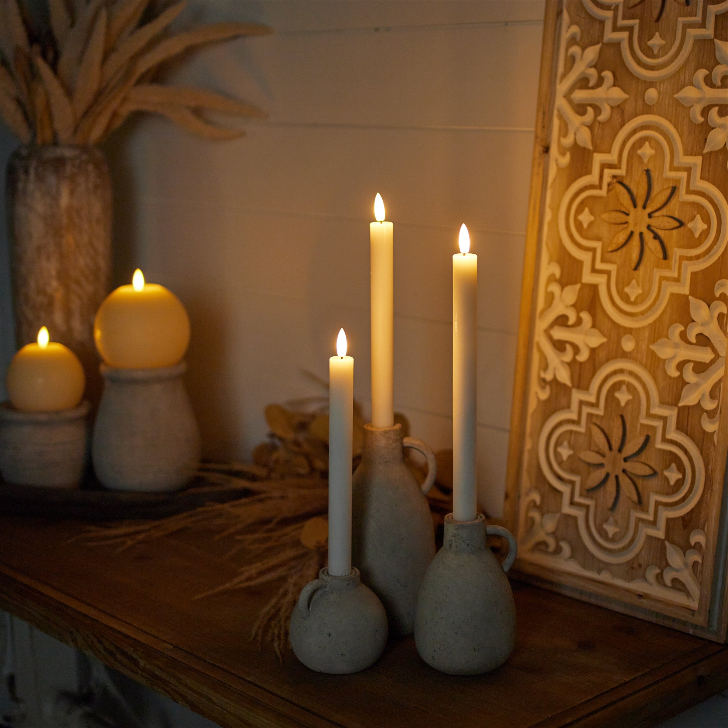 FIA Wick White Taper Candle, Set of 2
