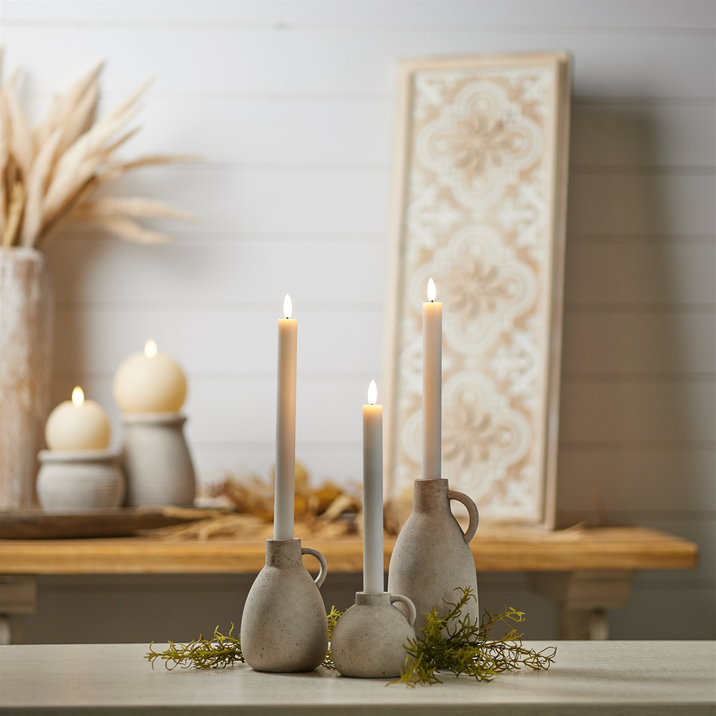 FIA Wick White Taper Candle, Set of 2