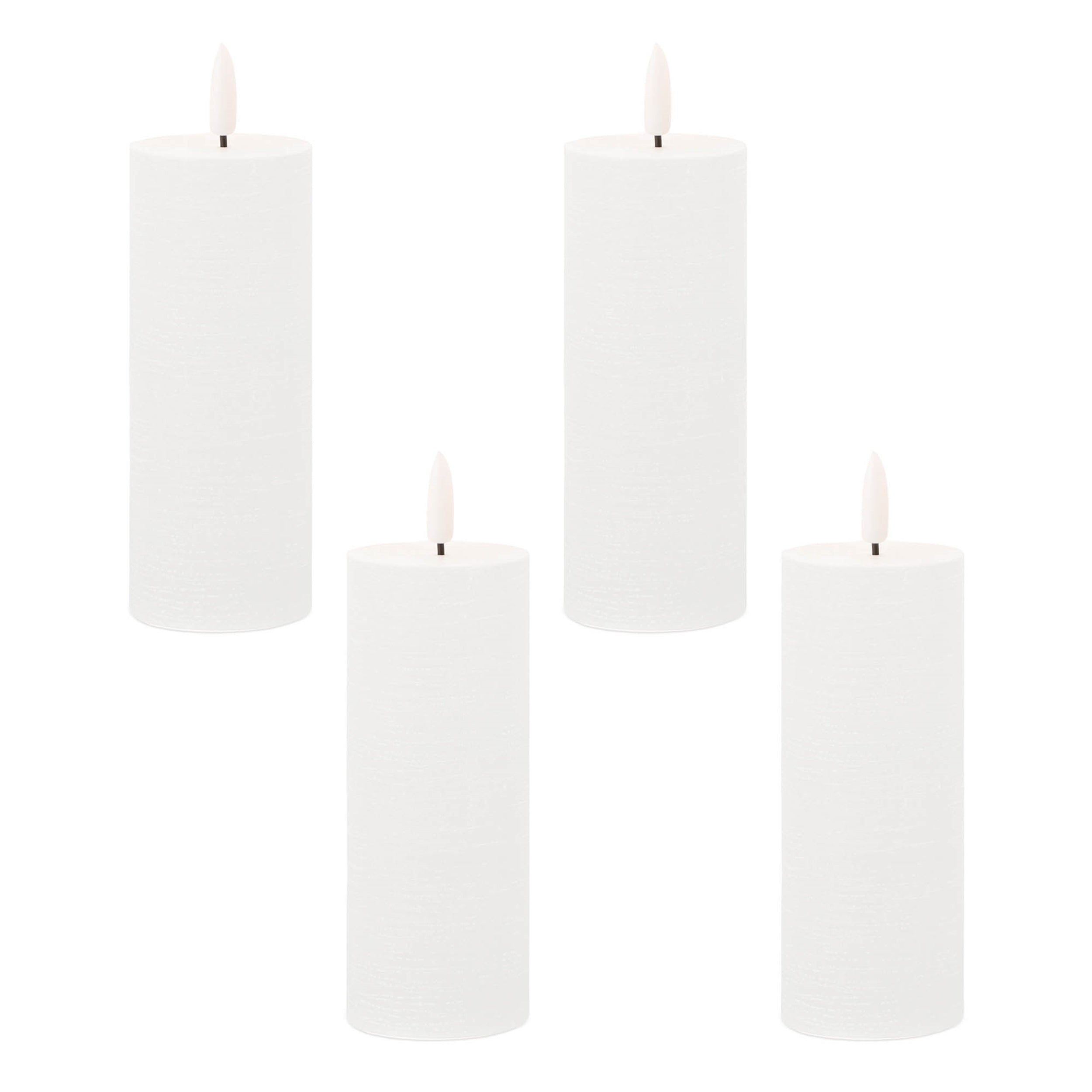 FIA Wick White Pillar Candle, Set of 4