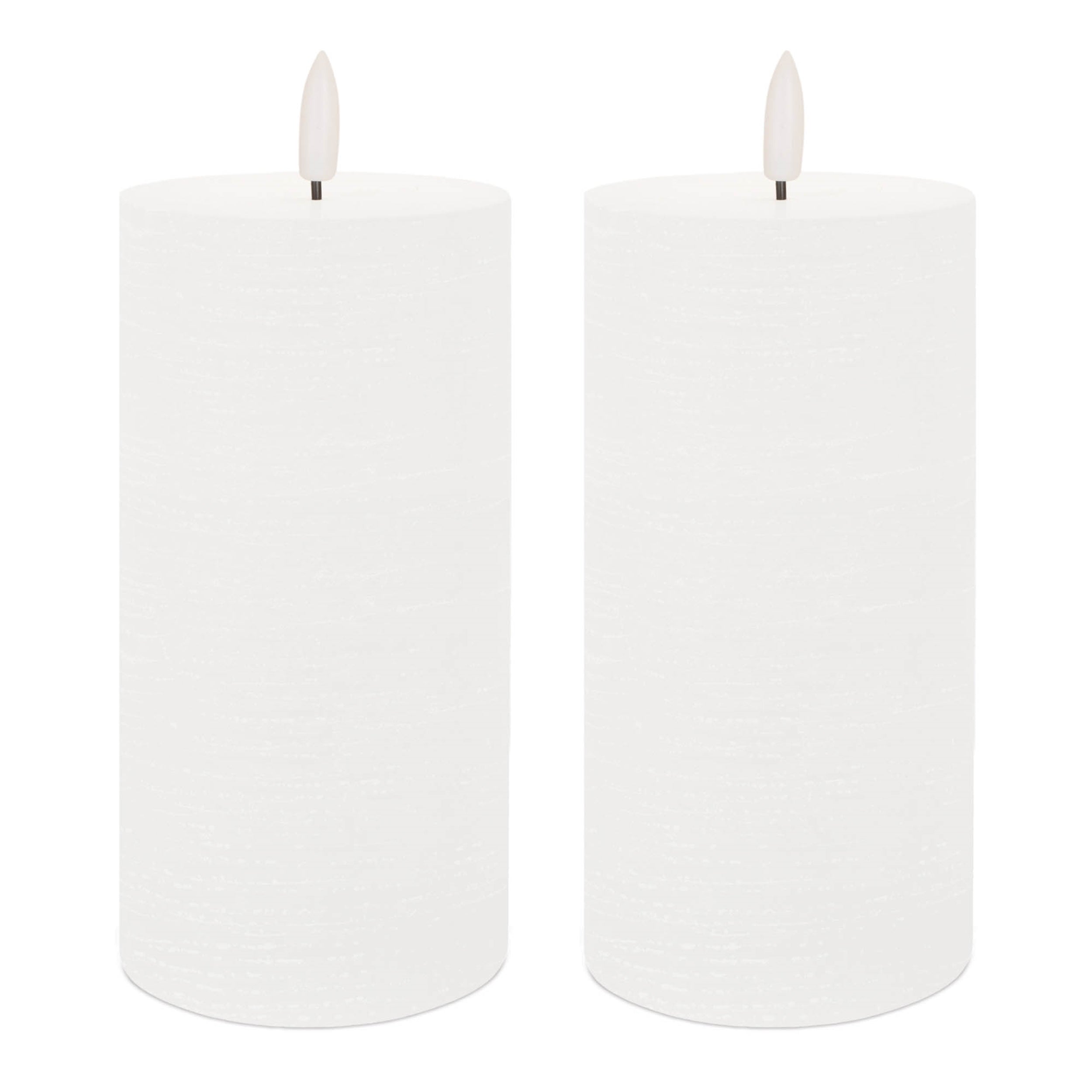 FIA Wick White Pillar Candle, Set of 2