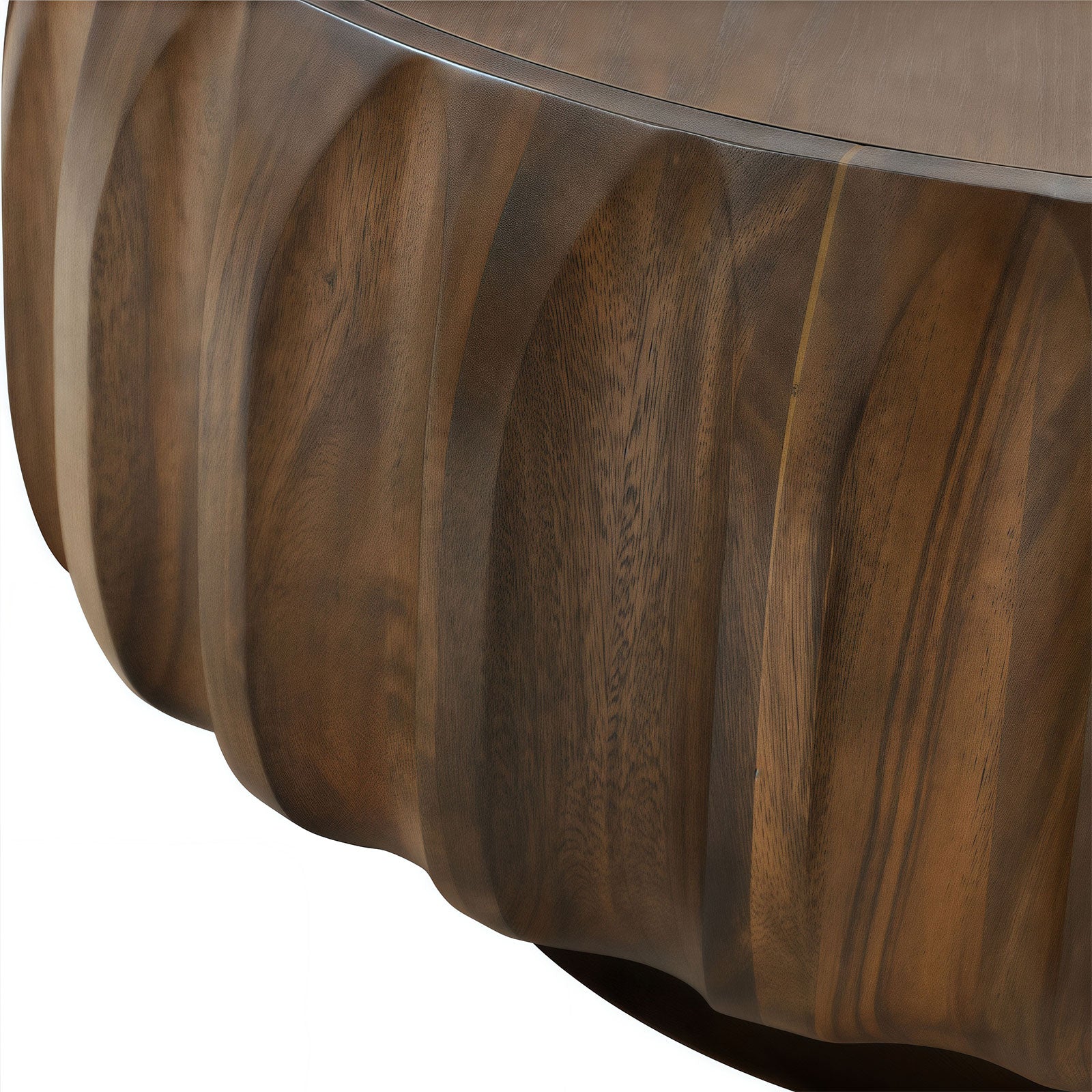 Round Solid Wood Carved Coffee Table