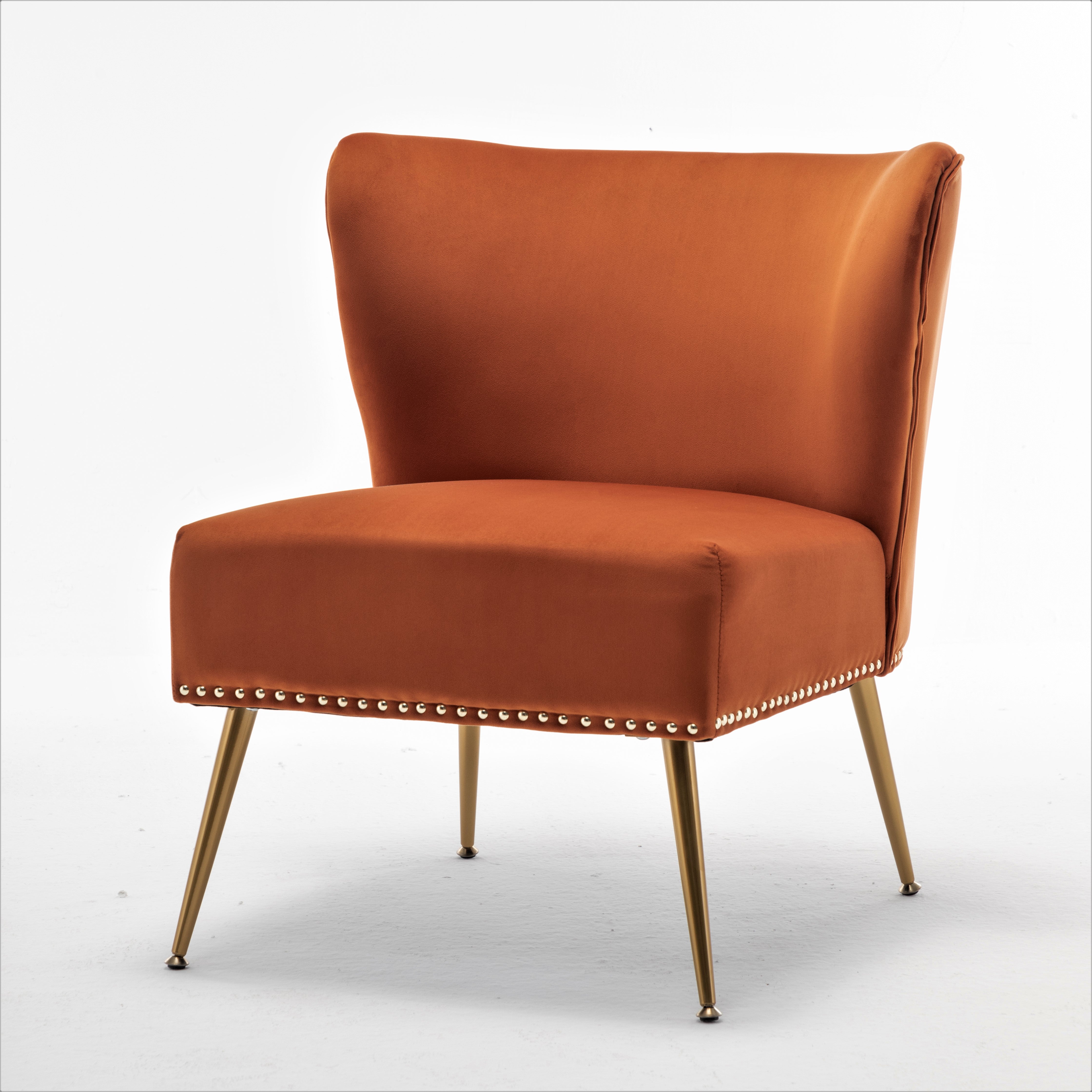 Printed Cloth Accent Chair, Armless Slipper Chair with Metal Legs, Modern Upholstered Side Chair for Living Room Bedroom Small Spaces