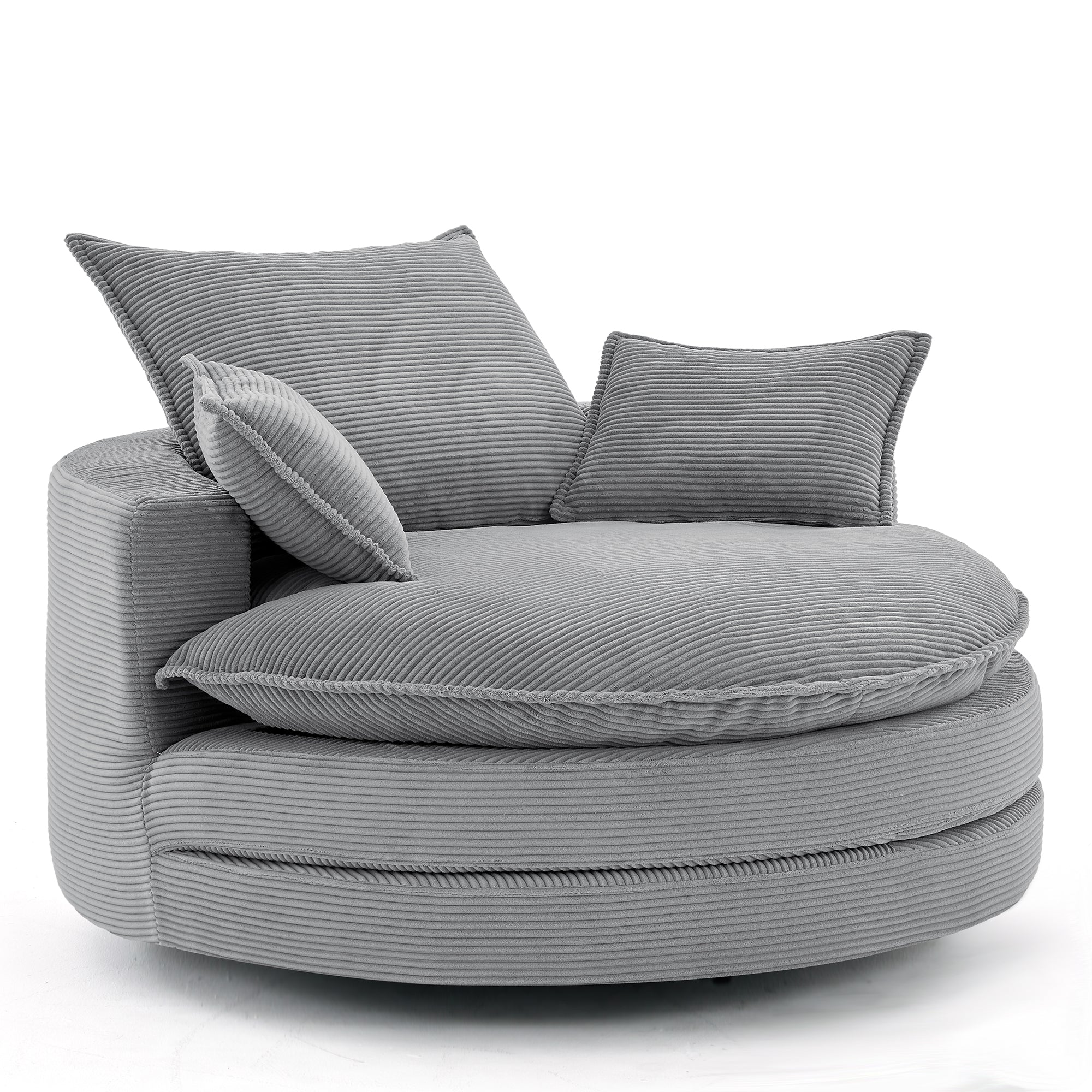 Corduroy 360° Swivel Accent Barrel Chair with 3 Removable Pillows
