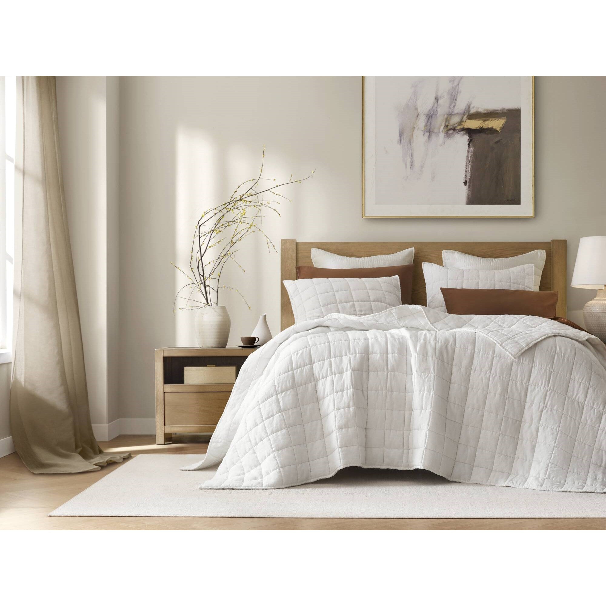 3 Piece Garment Washed French Linen Quilt Set