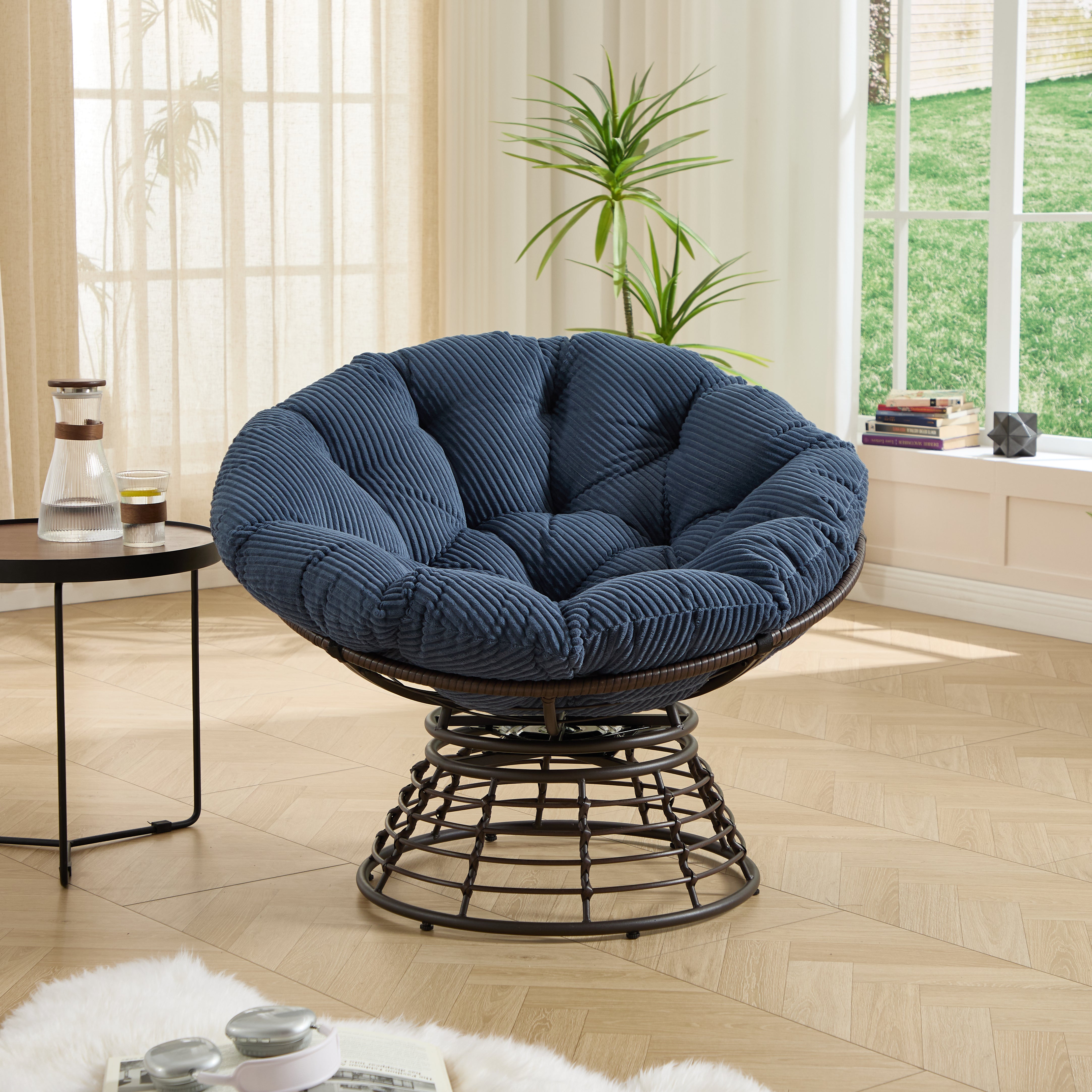 The Original Papasan™ 360° Swivel Indoor Outdoor Wicker Papasan Chair with Soft Thick Cushion
