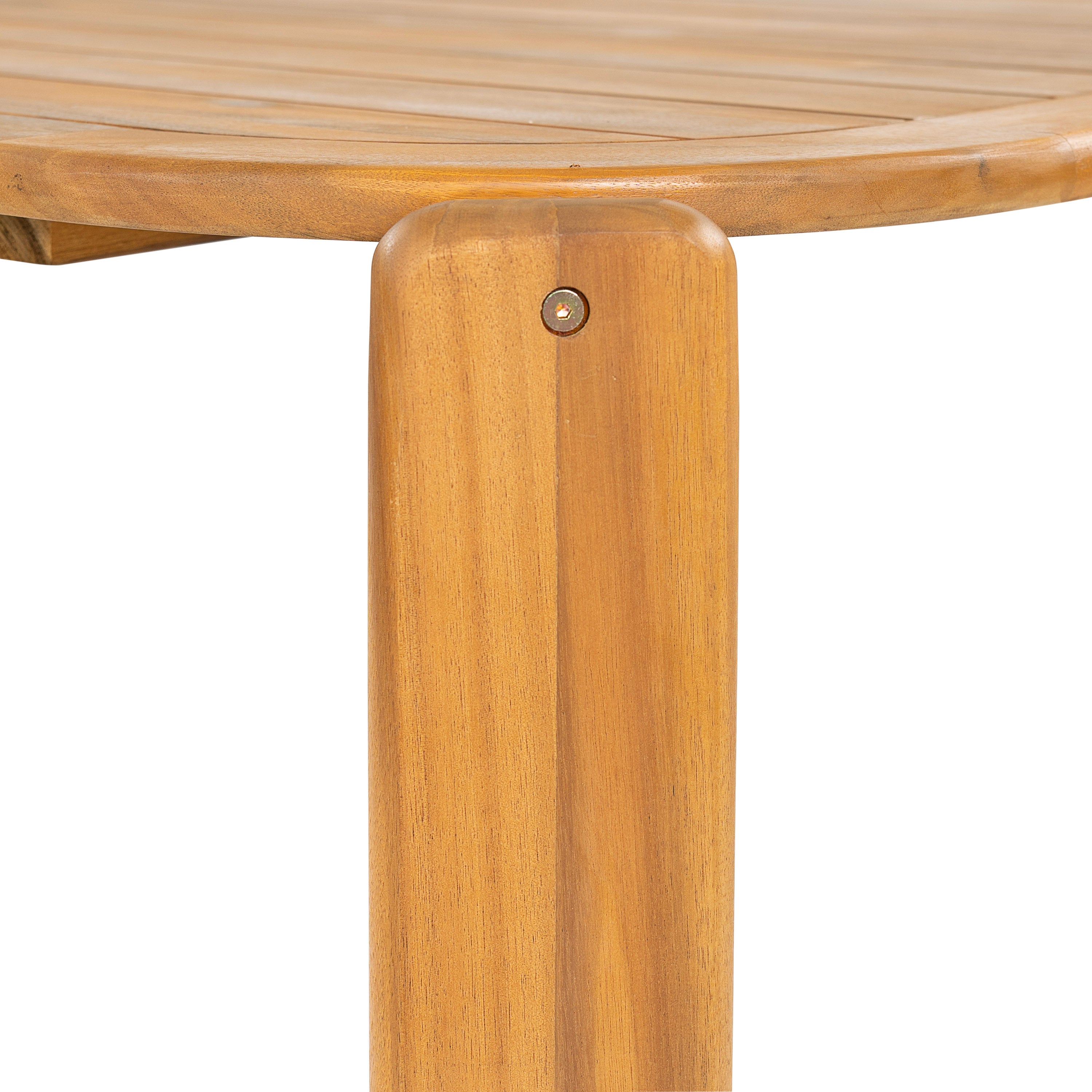 Kaja Outdoor Acacia Wood Dining Table, Teak Finish with Slat Design
