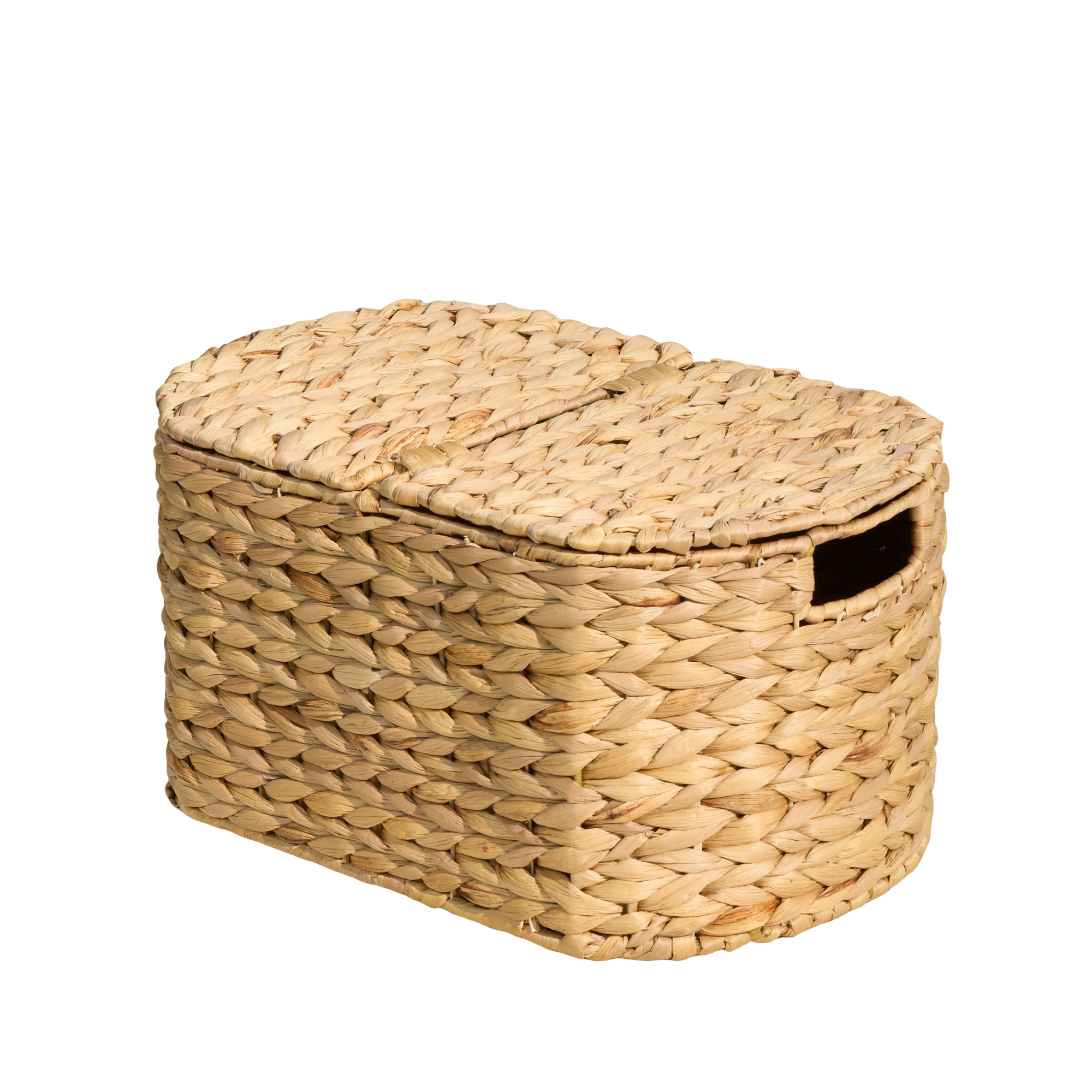 Water Hyacinth Woven Brown Oval Basket