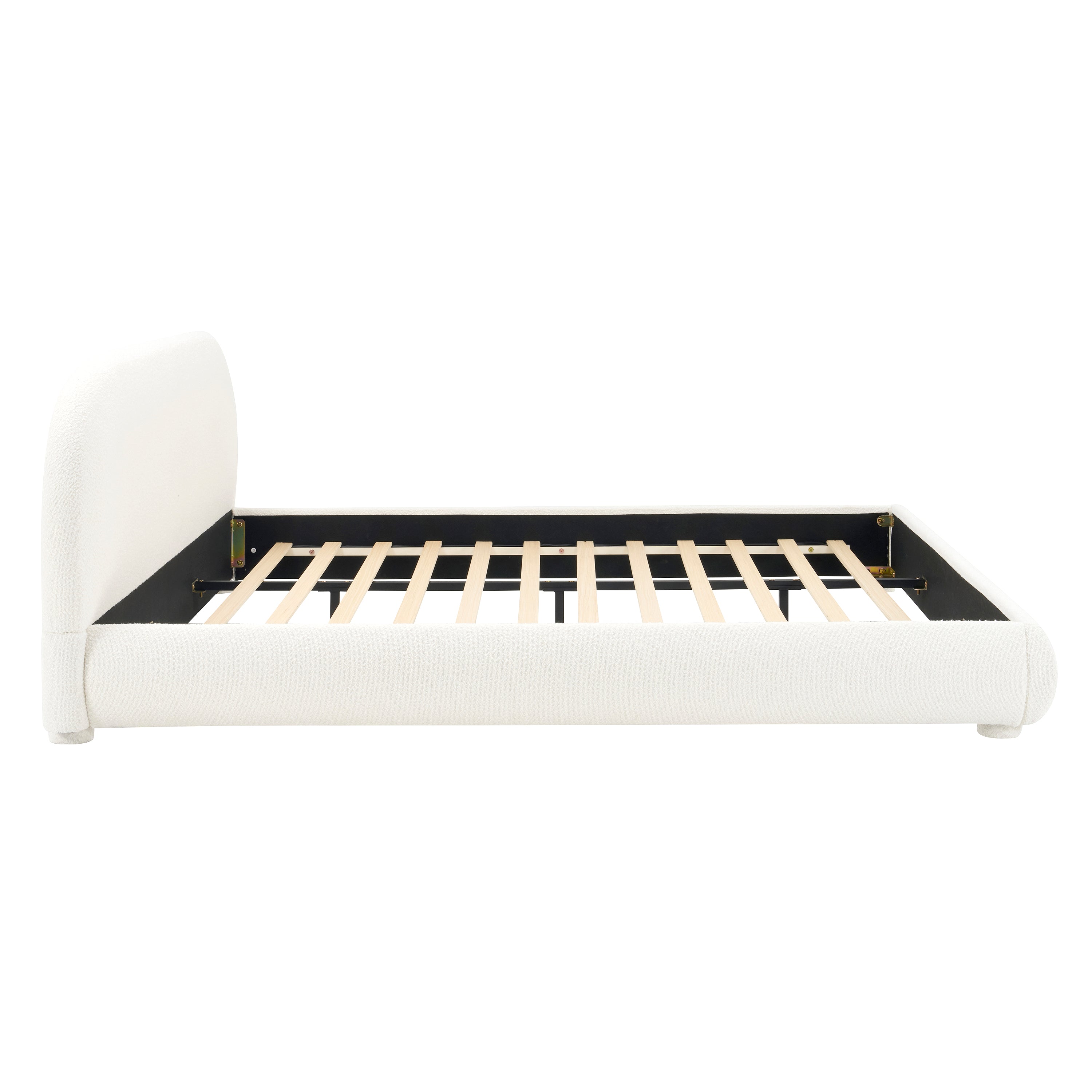Modern Bed Frame with Upholstered Curved Headboard
