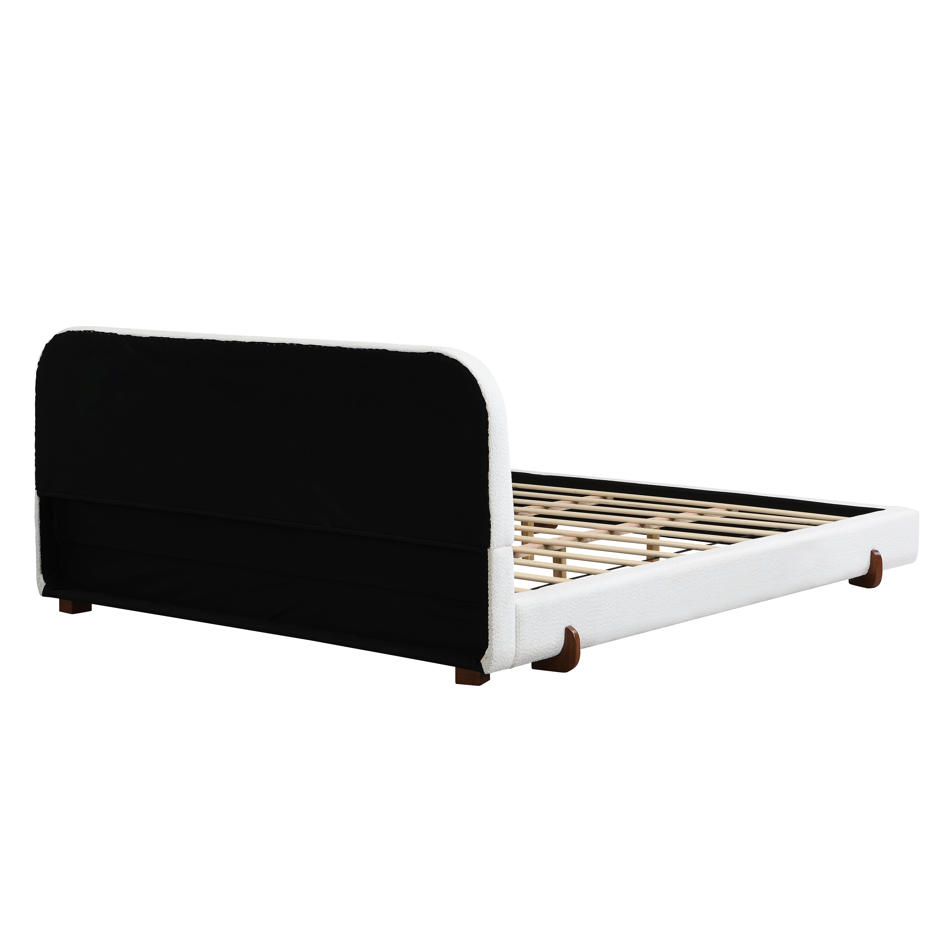 Fabric and Solid Wood Legs Upholstered Bed Frame