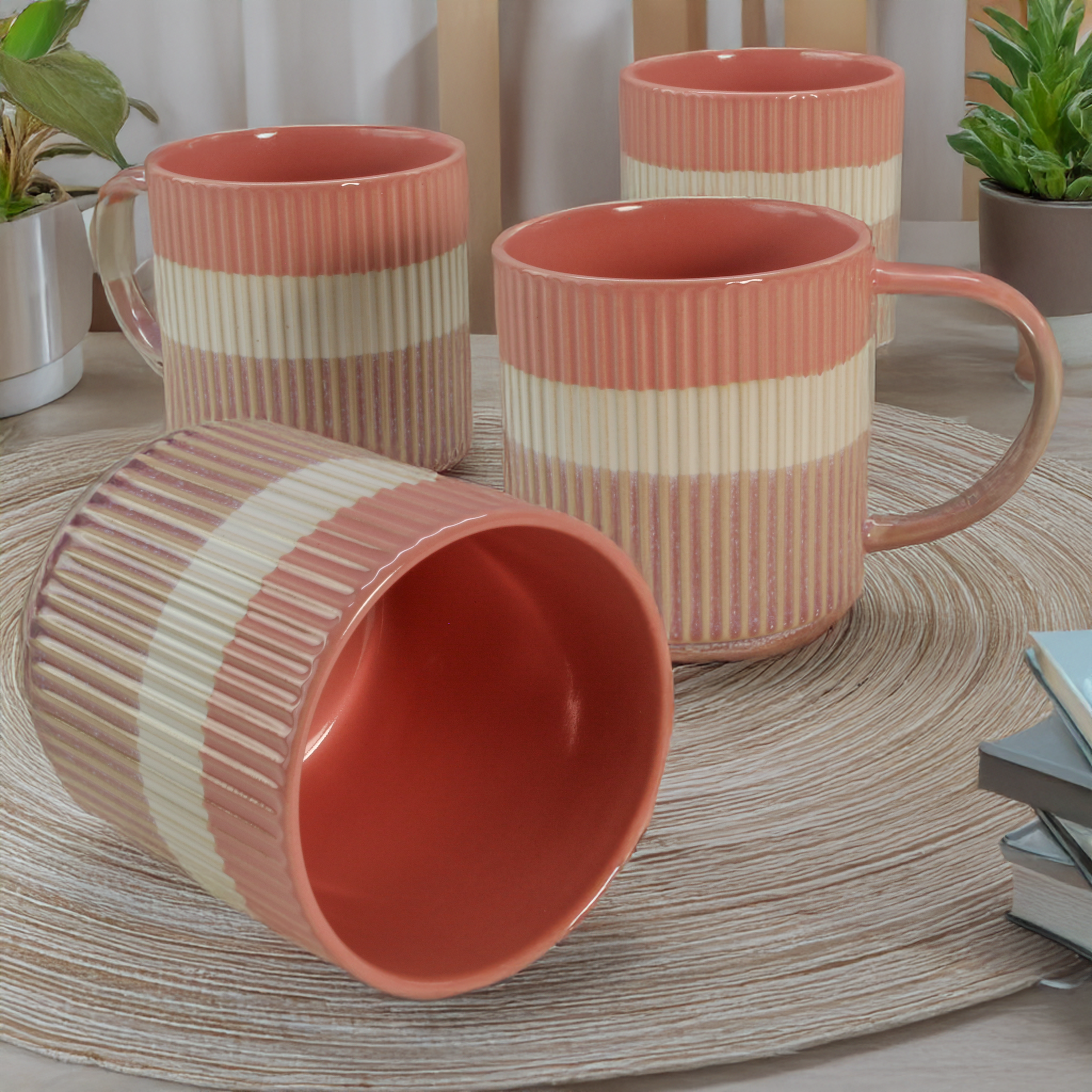 Tri-Color Mugs, Set of 4