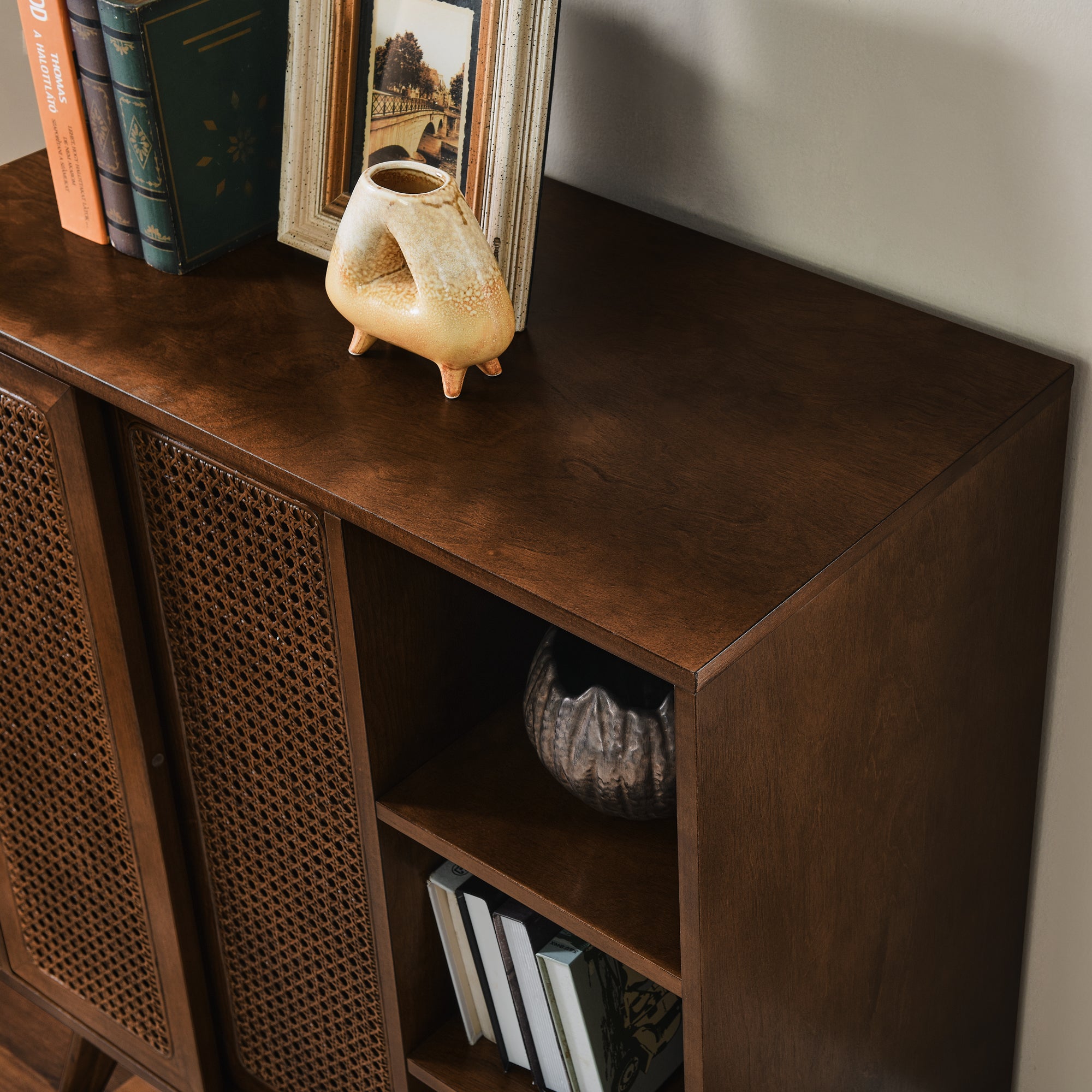 Mid Century Modern Rattan Sideboard Cabinet