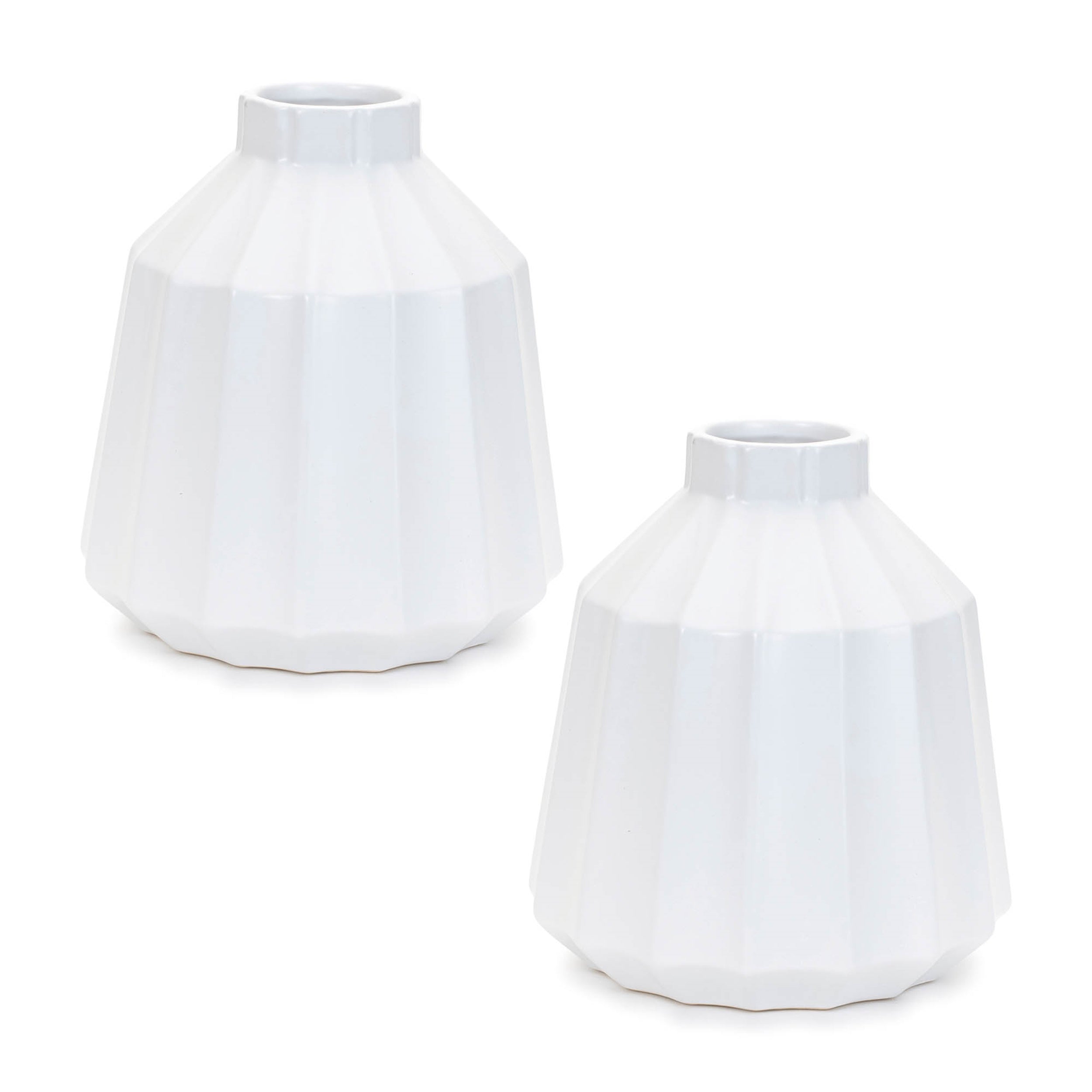 Ribbed Ceramic Vase, Set of 2