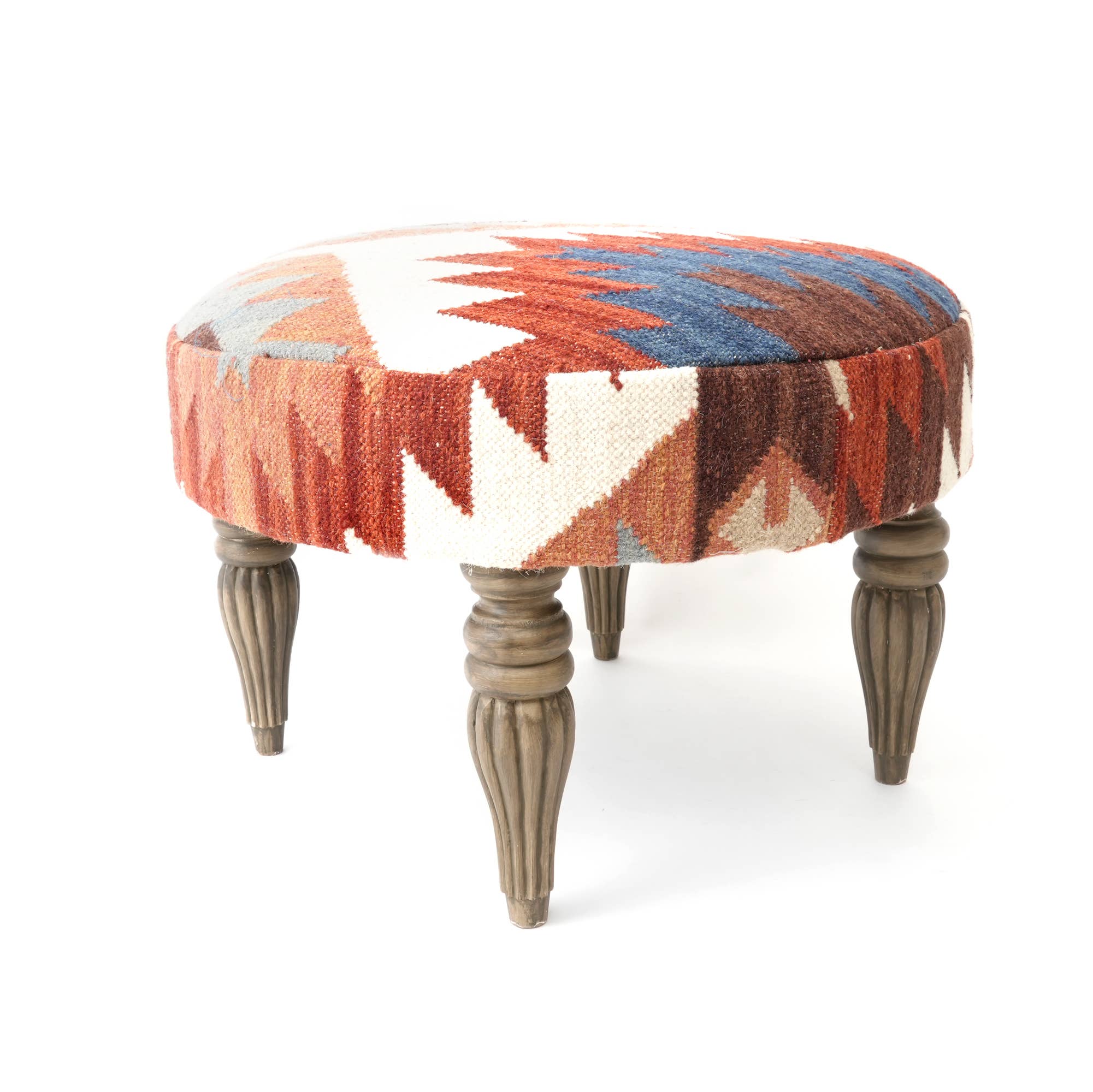 Tribal Kilim Pattern Footstool