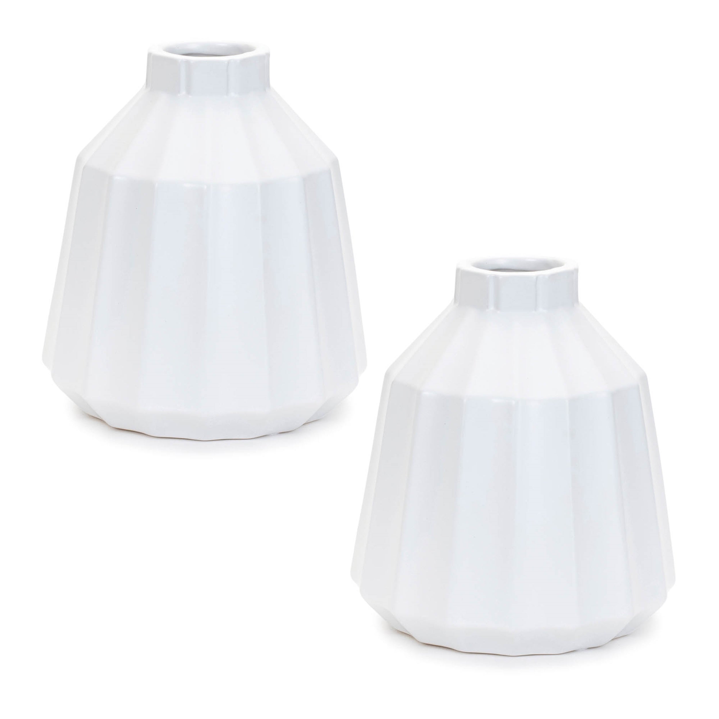Ribbed Ceramic Vase, Set of 2