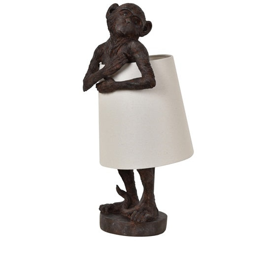 Bronze Monkey Table Lamp With Shade