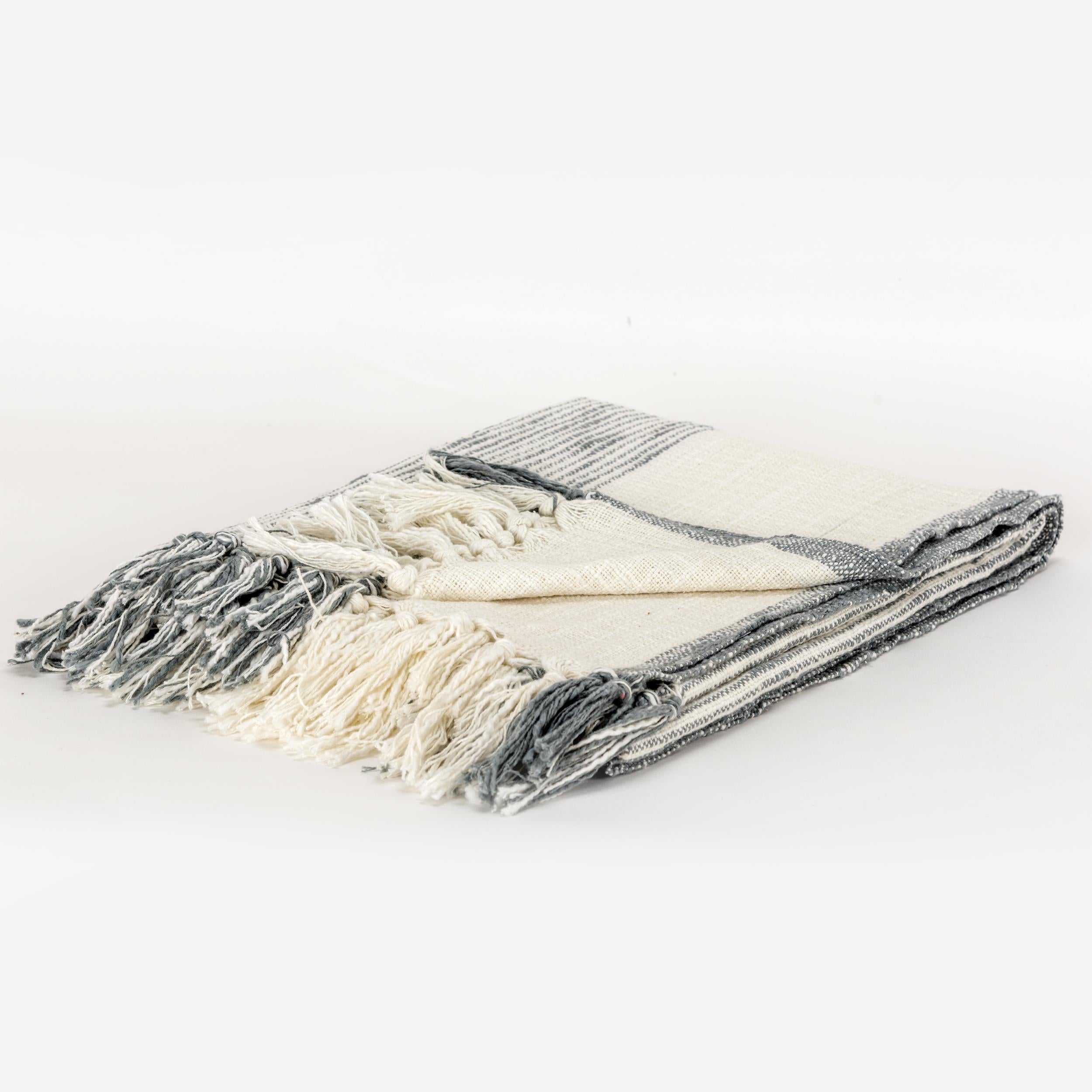 Stripe 100% Woven Textured Cotton Throw