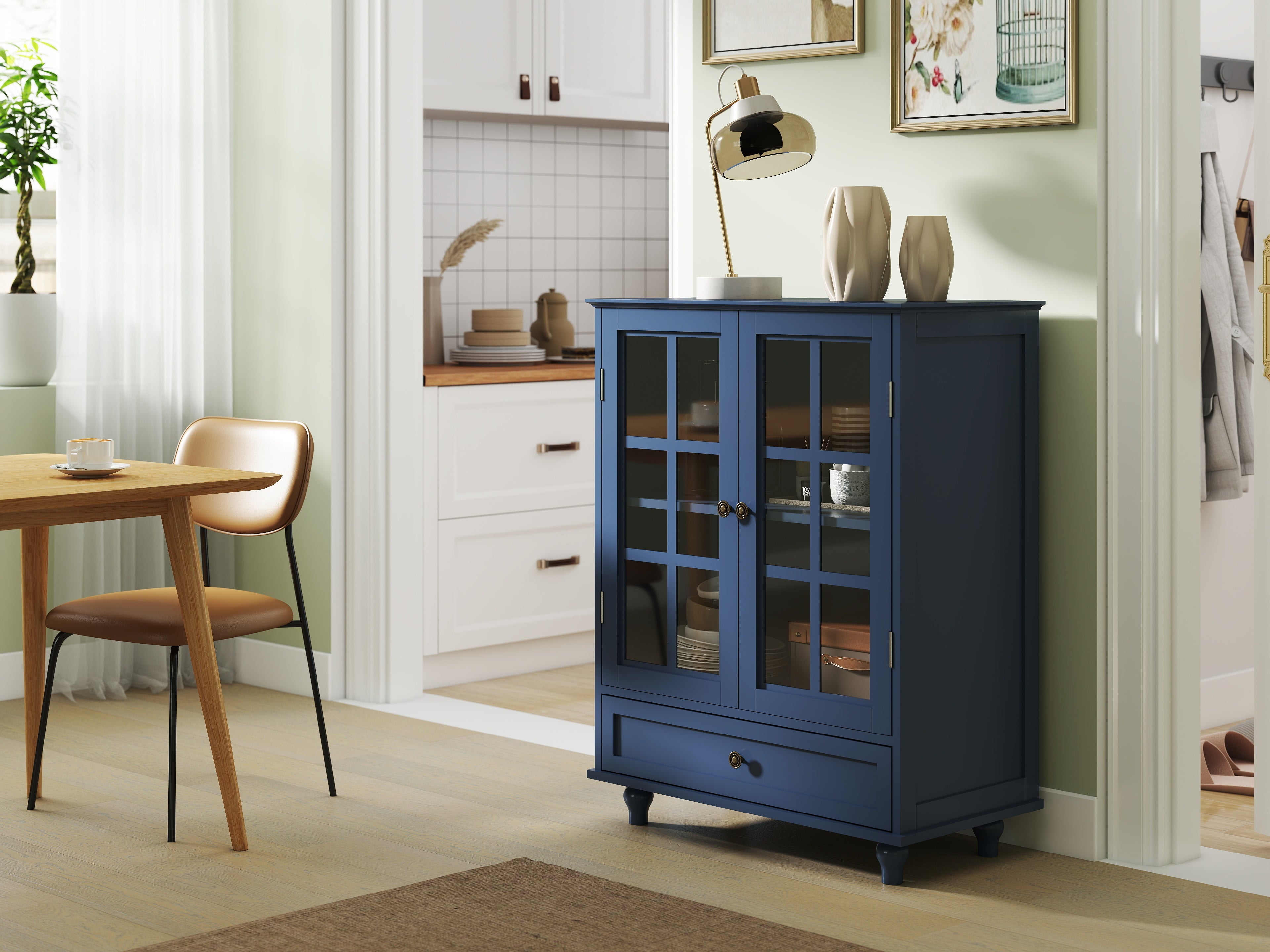 Double Glass Door Accent Cabinet