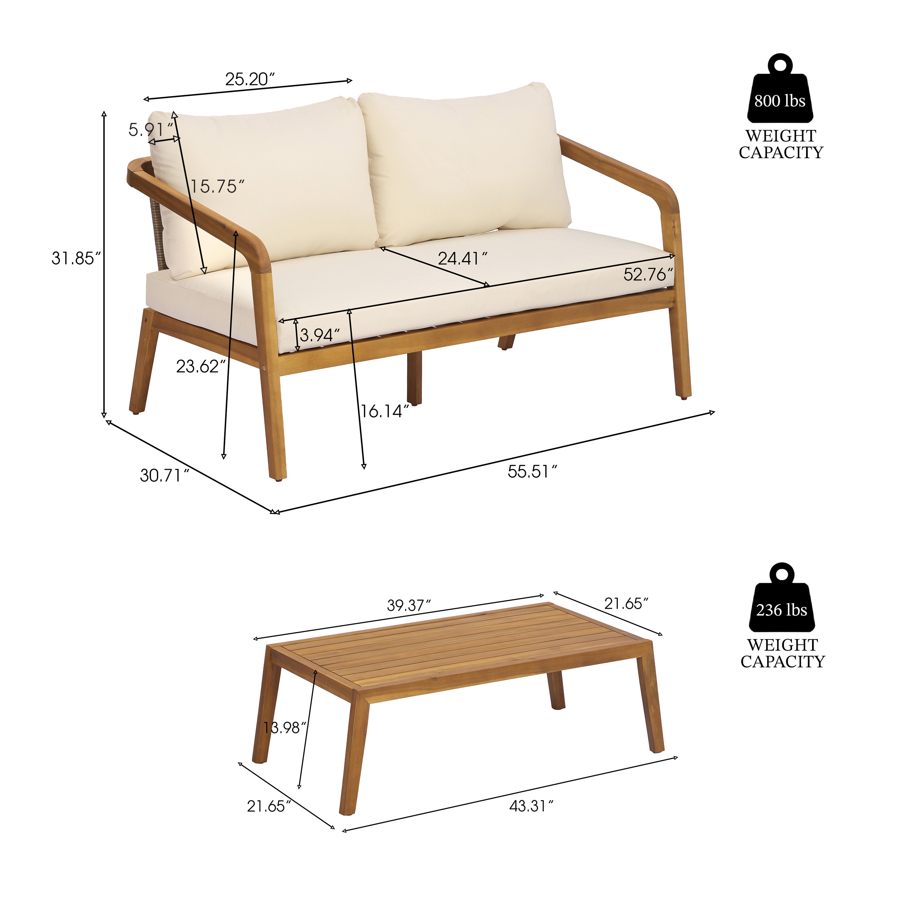 Carlile 2-Piece Outdoor Loveseat & Coffee Table Set