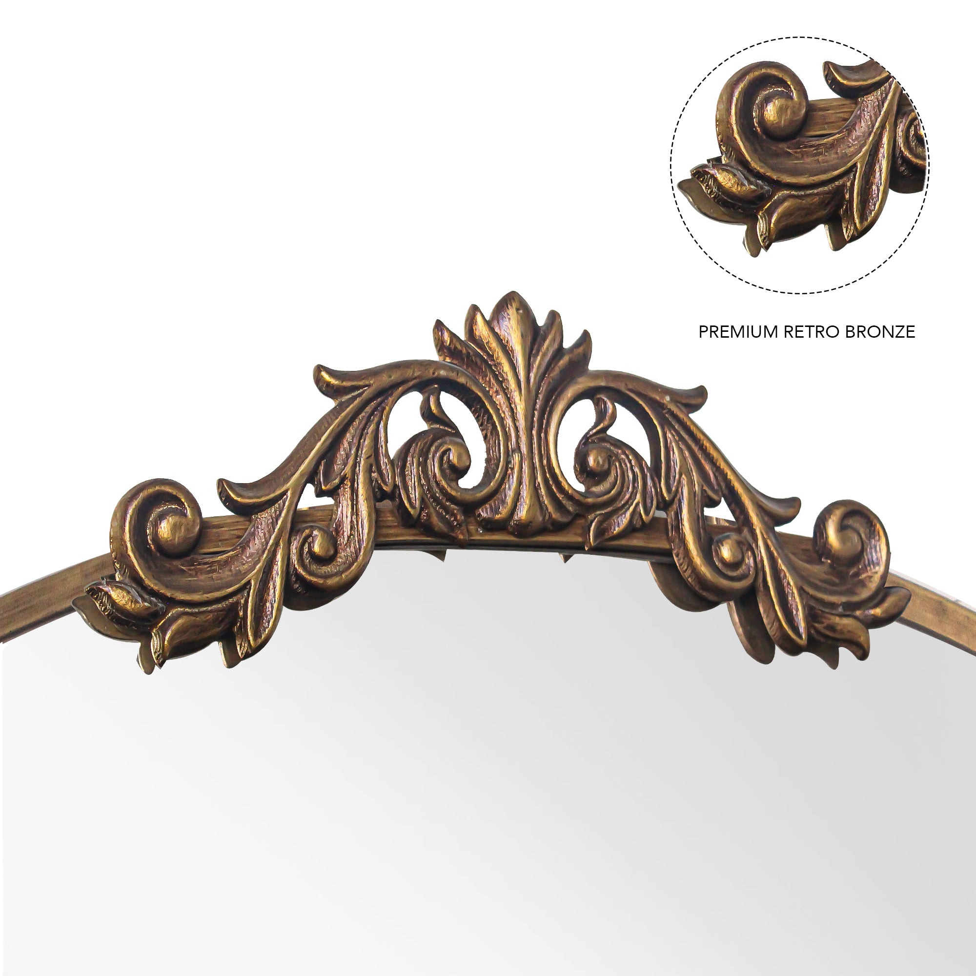 36" x 66" Wall Mirror with Metal Frame and Carved Garland
