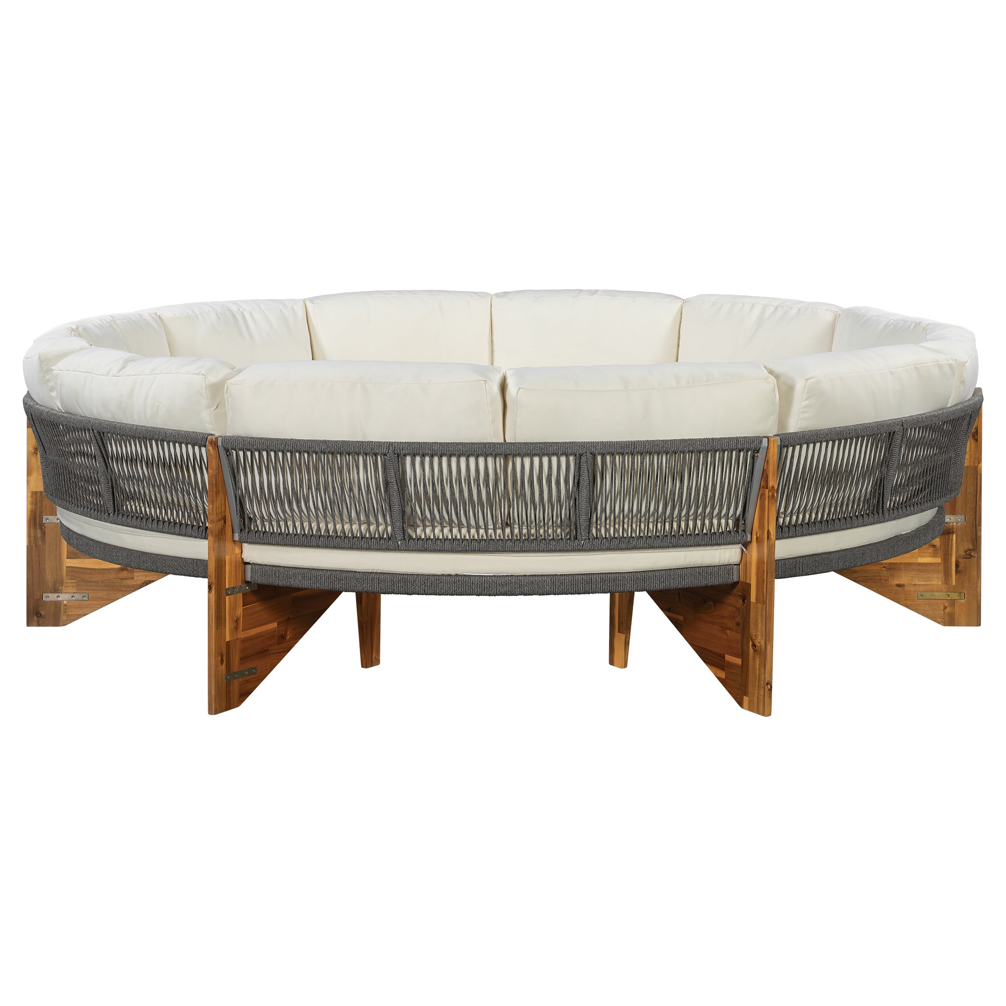 3-Piece Outdoor Semi-Circle Sofa Set for 6