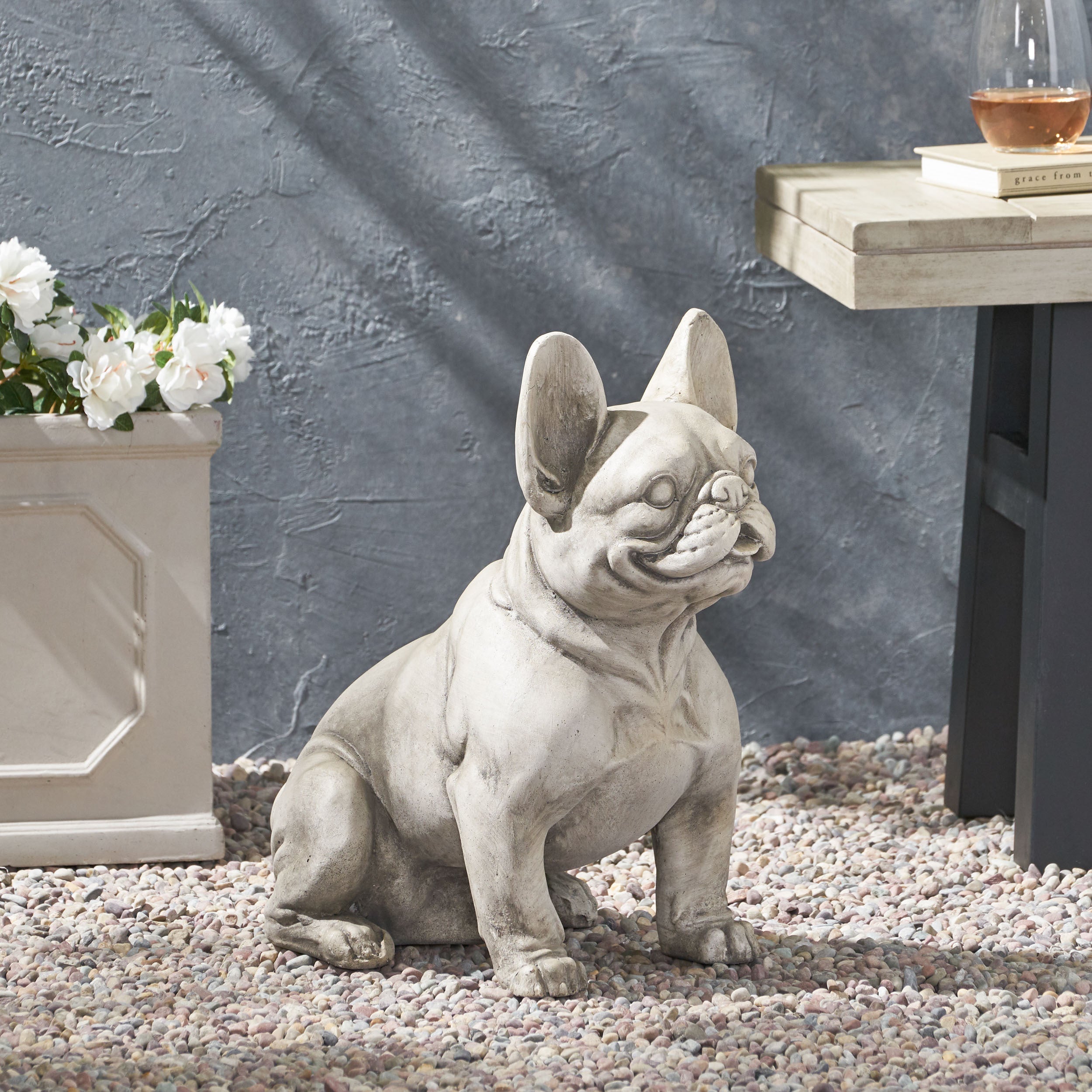 Louise Outdoor French Bulldog Garden Statue