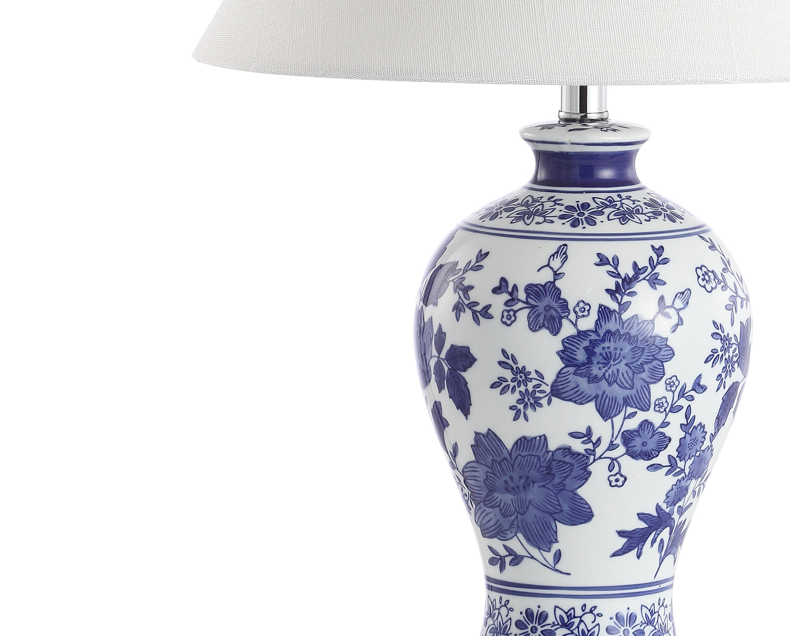 Song Ceramic/Crystal Chinoiserie Floral LED Table Lamp