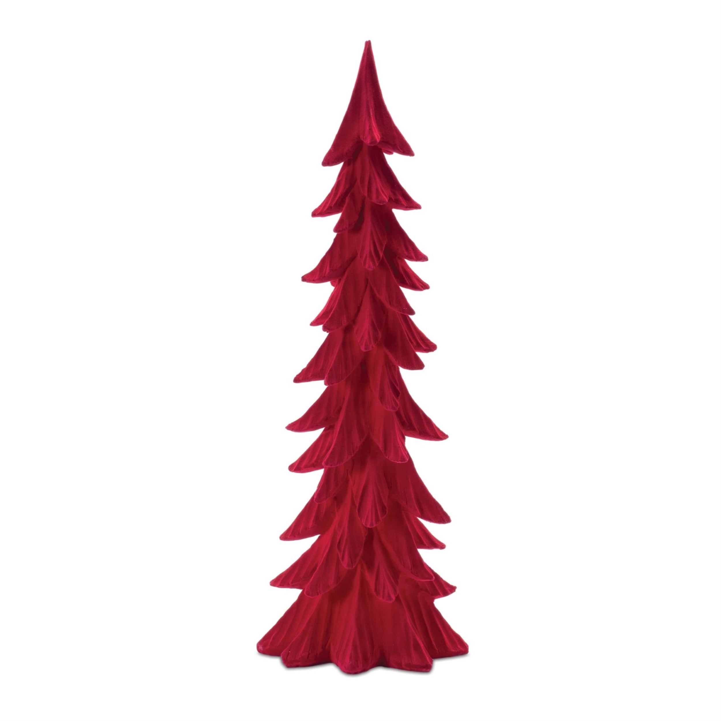 Velvet Pine Tree in Red, Set of 3