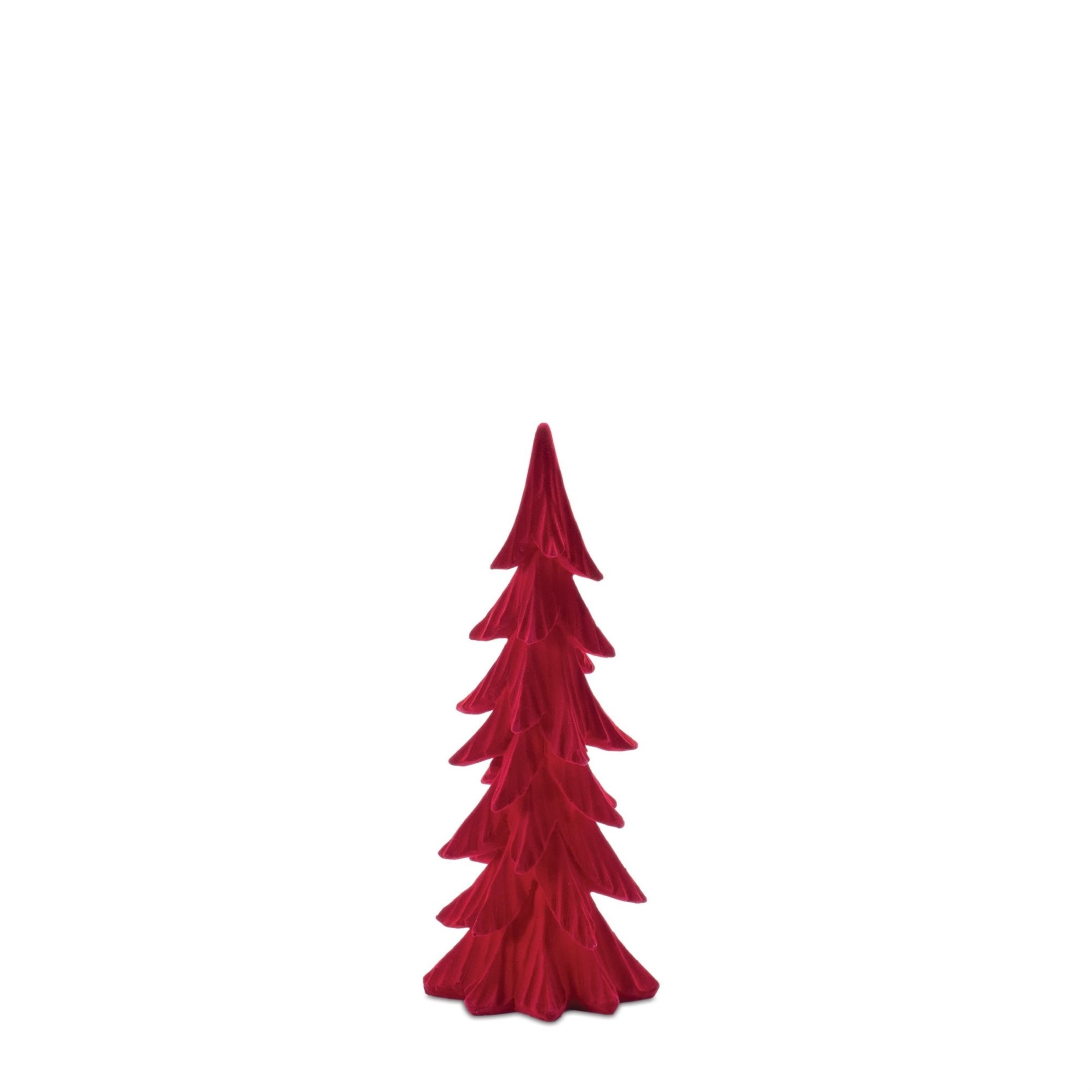 Velvet Pine Tree in Red, Set of 3