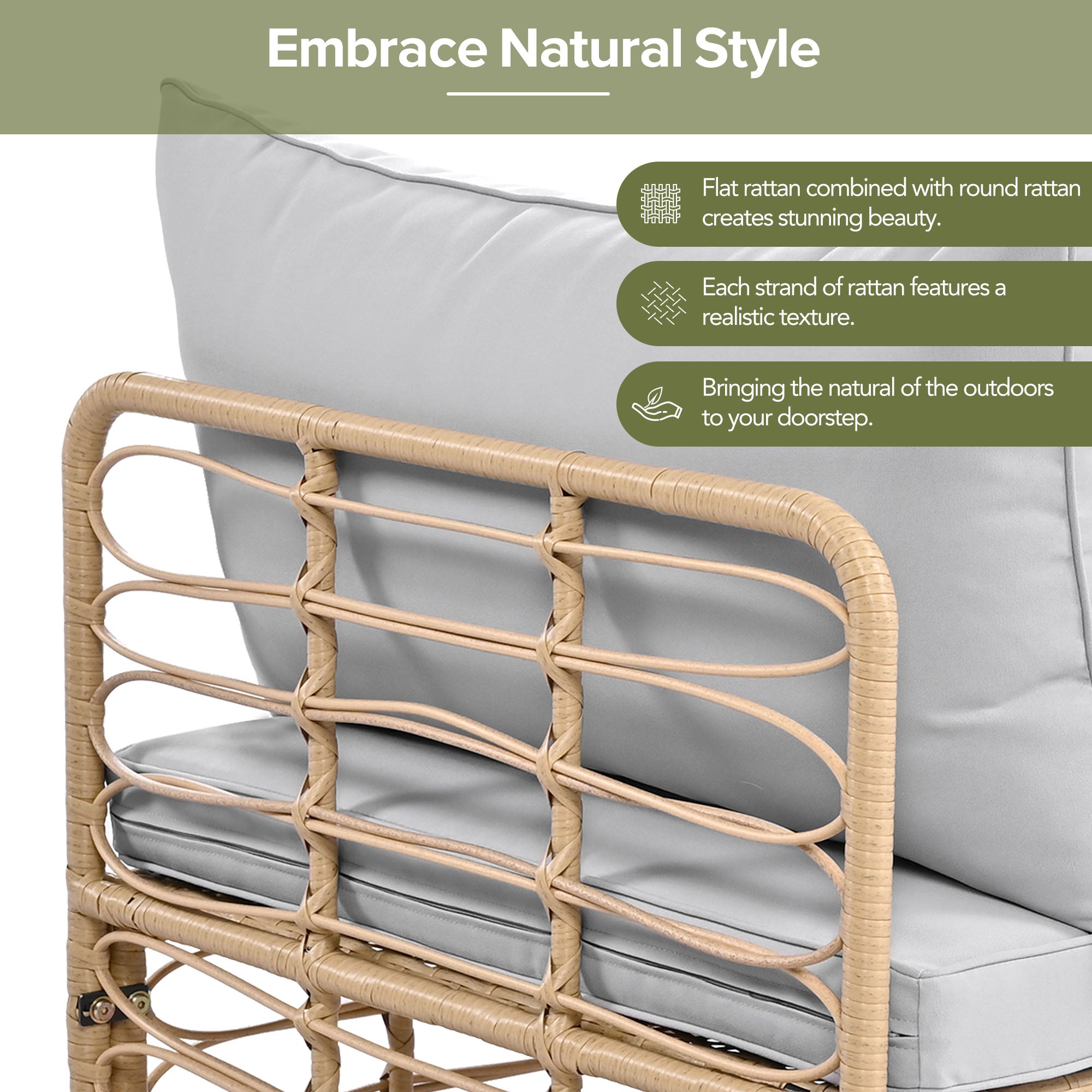 Evoking 7-Piece Outdoor Sectional Set with Hollow Woven Design and Pillows