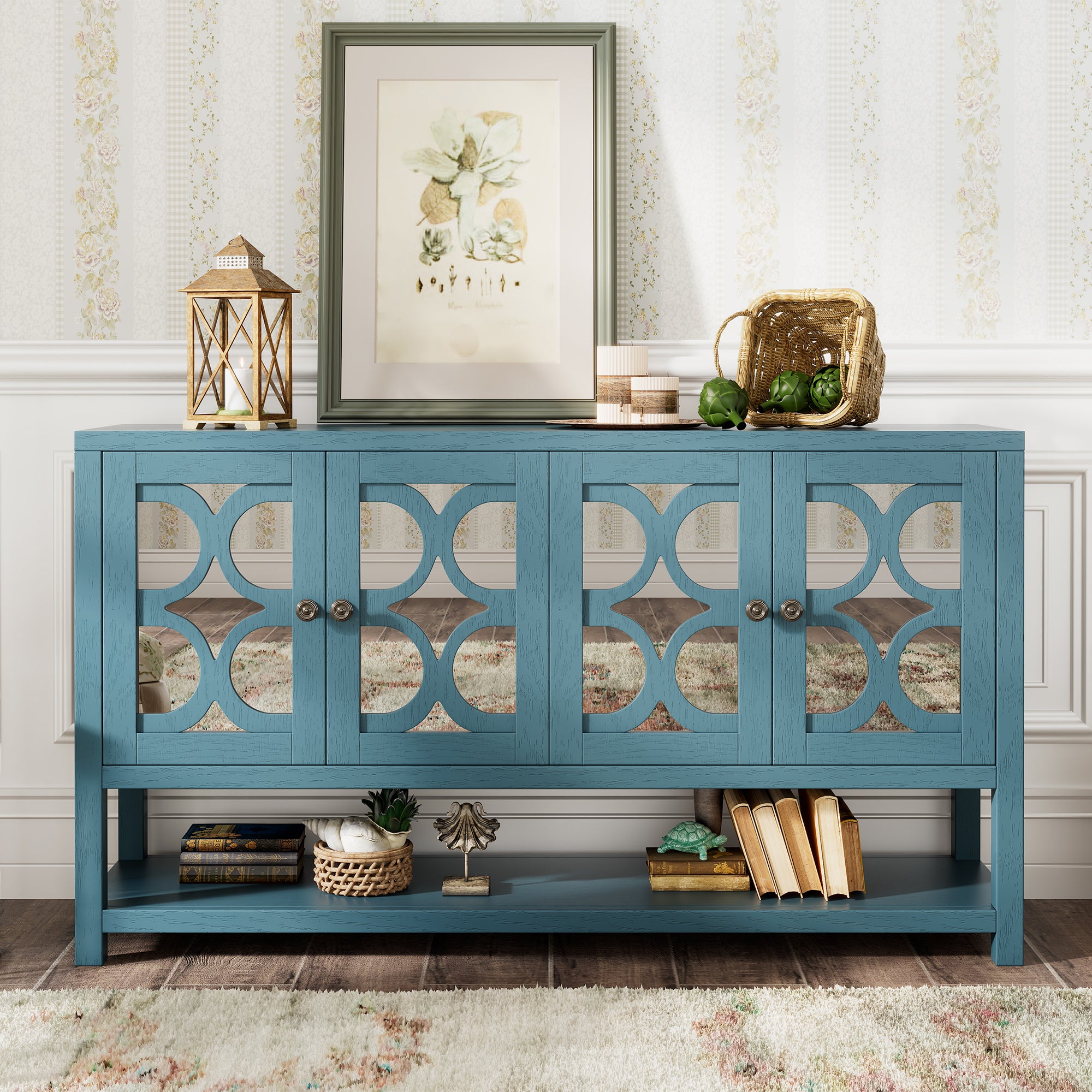 Mirrored Door Console Table
