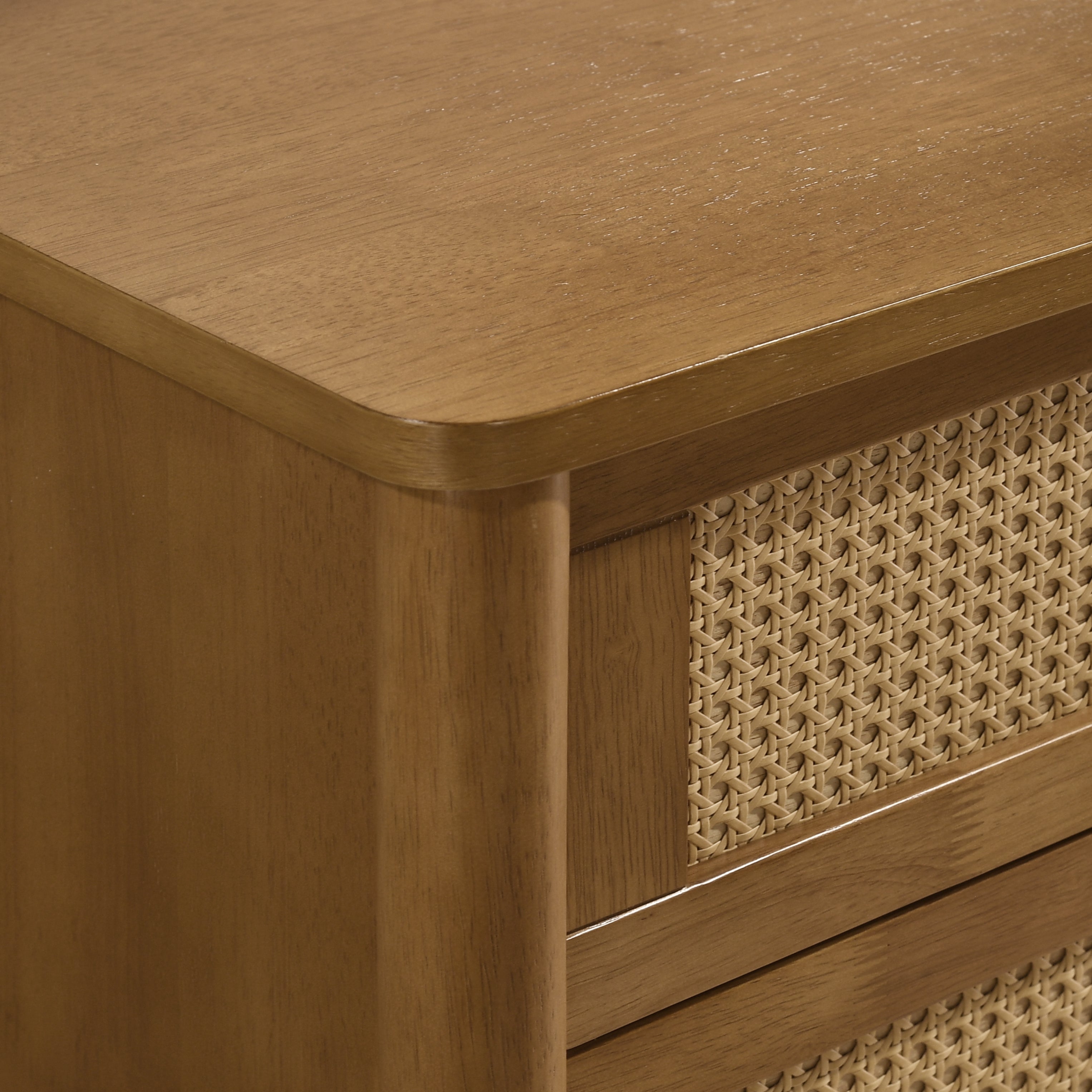 Vichy Wood and Rattan 4-Drawer Chest