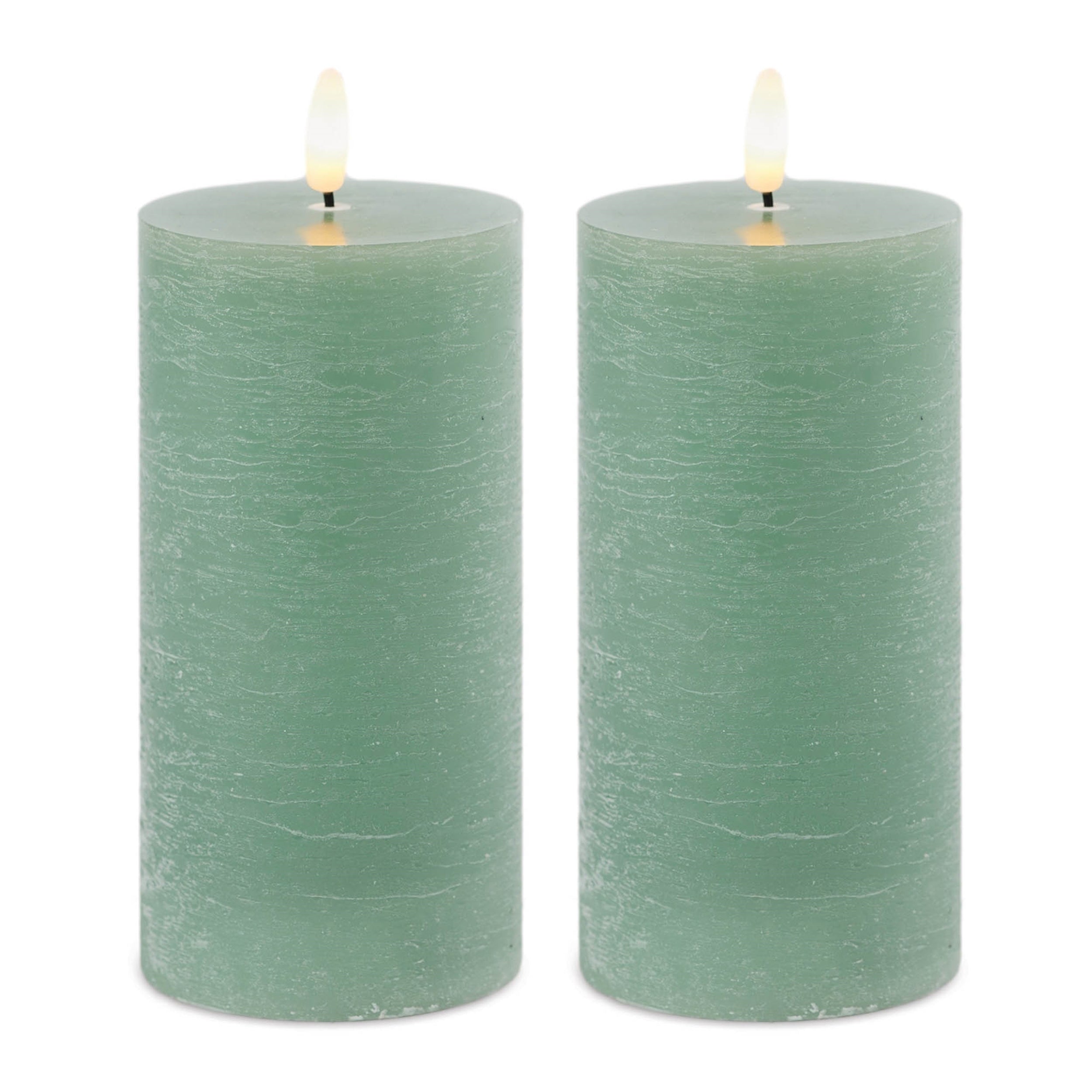FIA Wick Green Pillar Candle, Set of 2