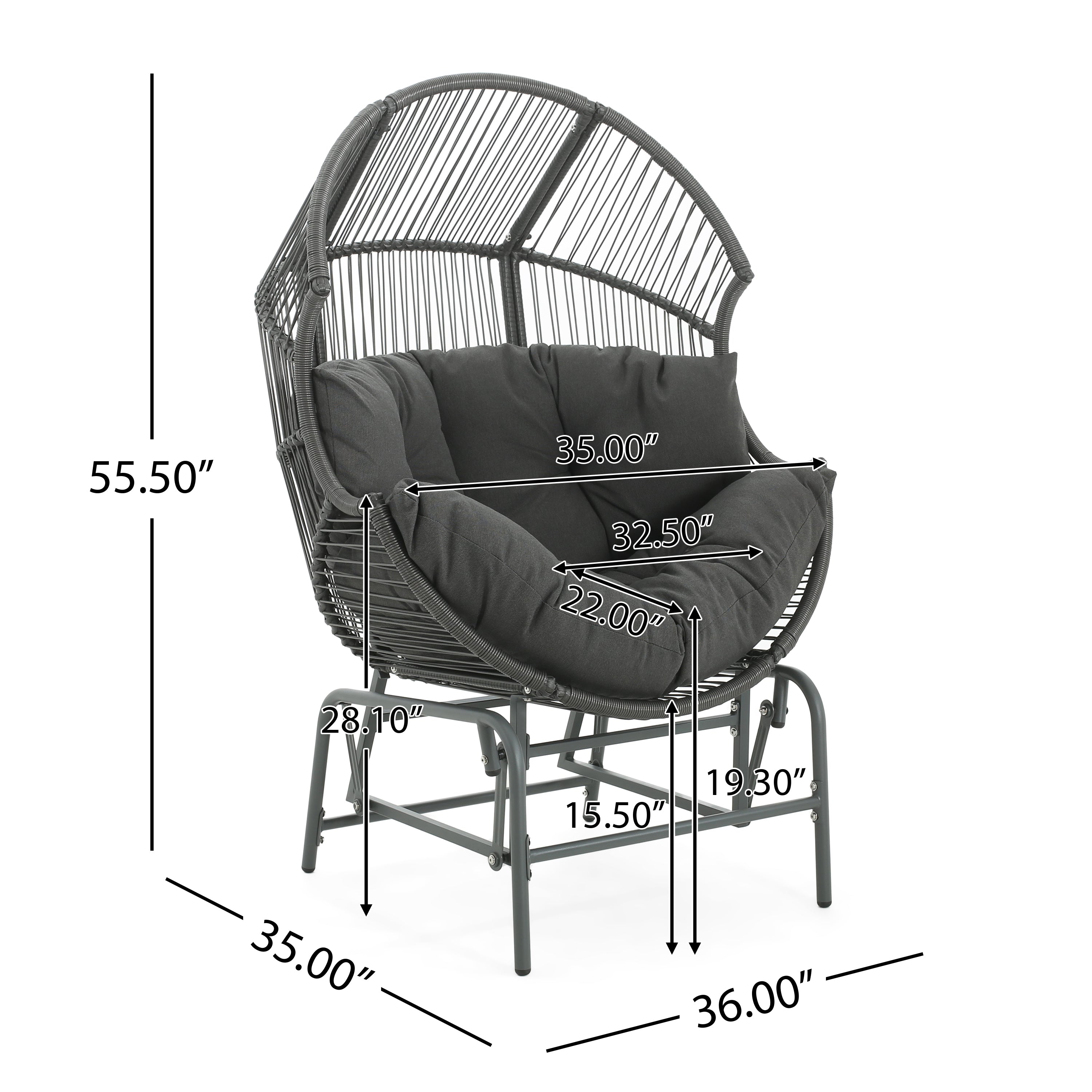Variscite Outdoor Wicker Glider Chair with Cushion Seat
