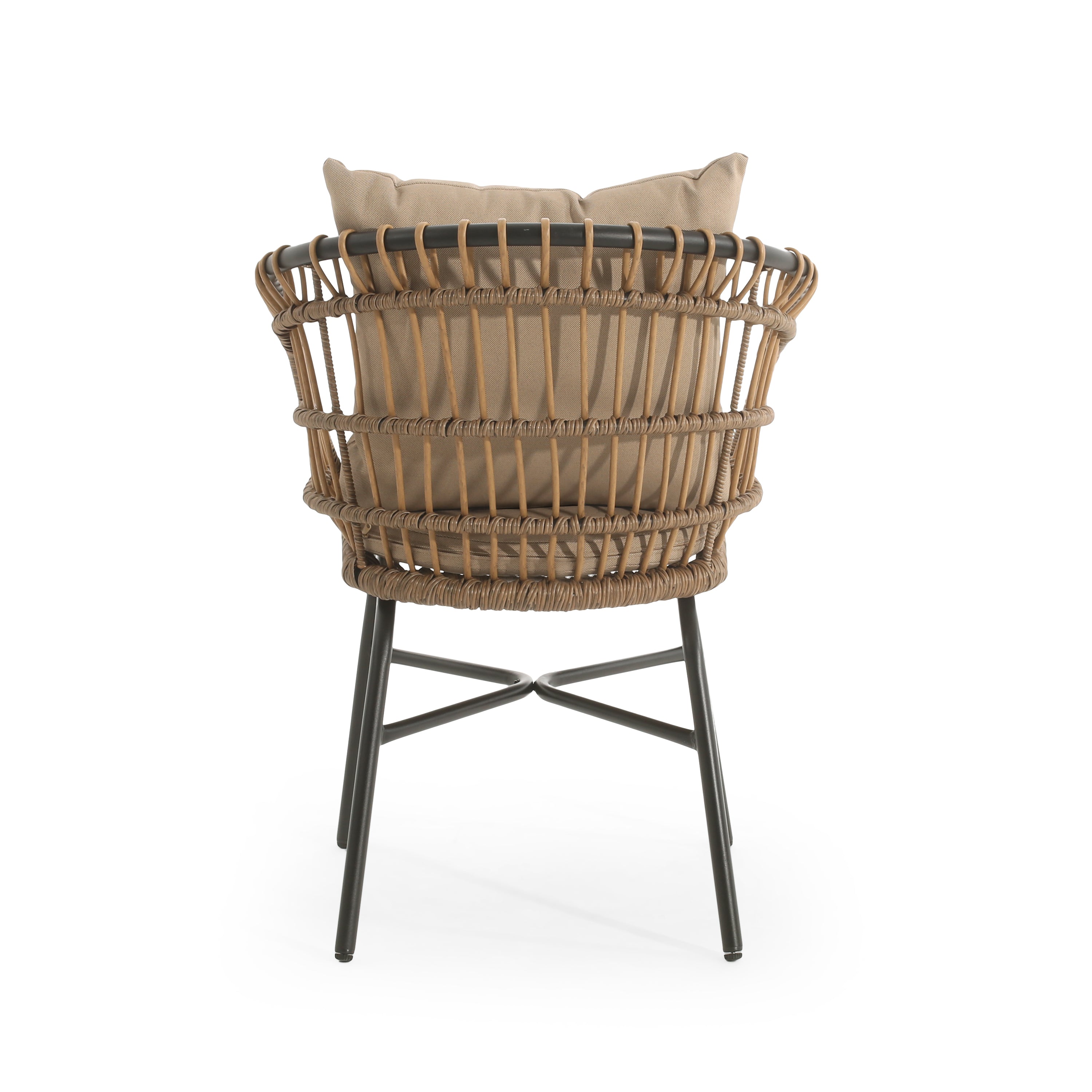 Outdoor PE Rattan Chair with Water-Resistant Cushions, Set of 2