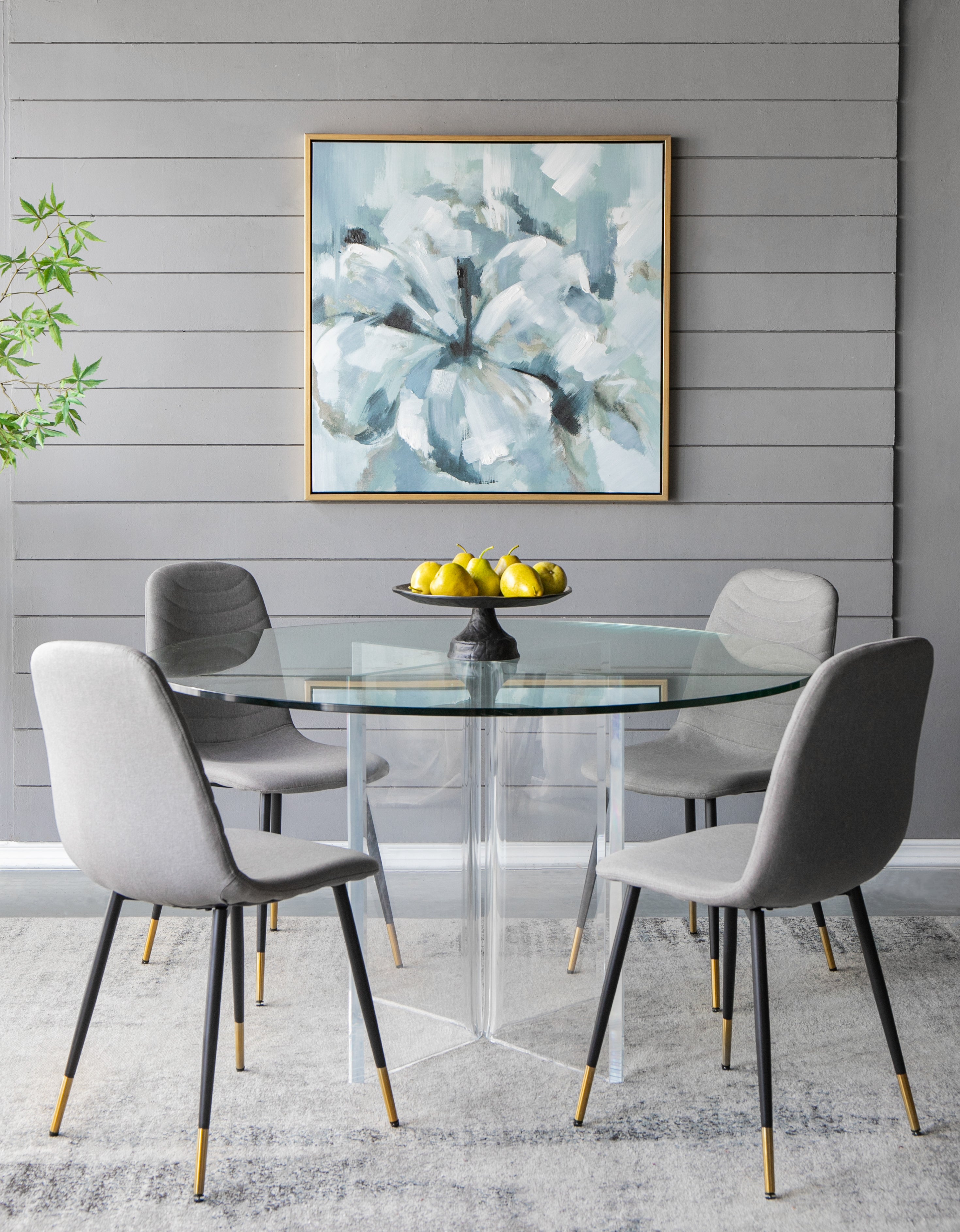 39.5" x 39.5" Wall Art with Large Flower Oil Painting