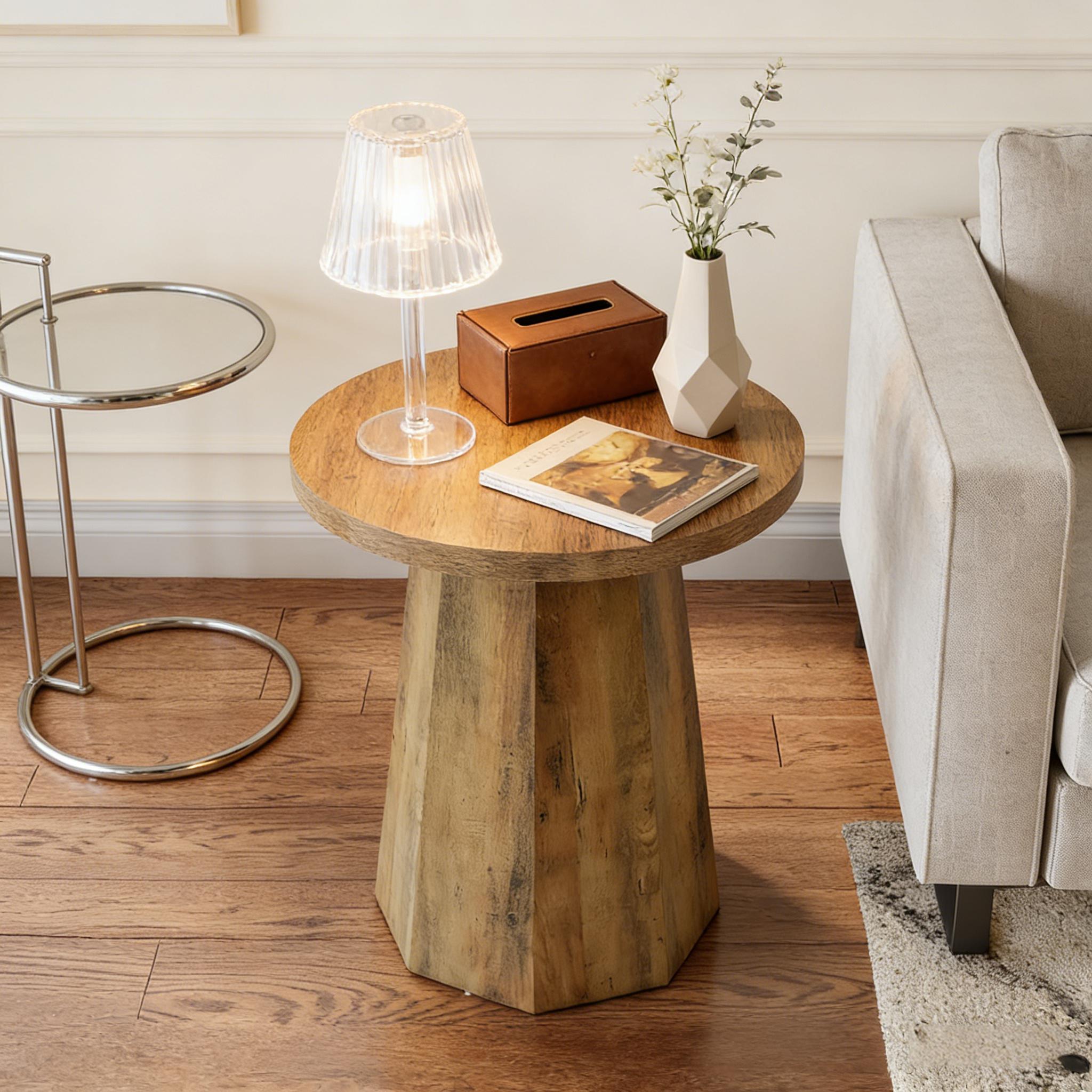 Simpson Wooden Pedestal End Table