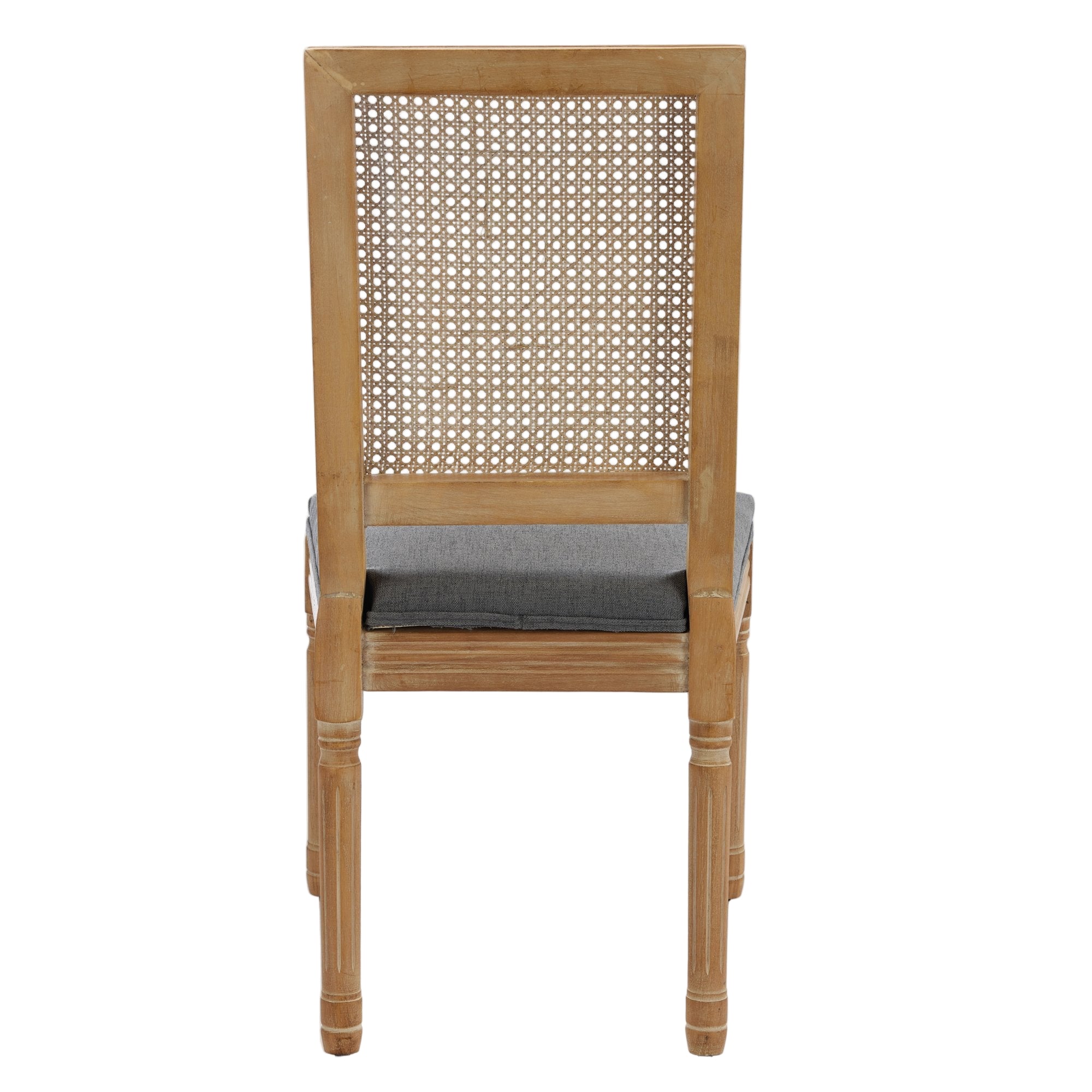 Louis French Country Dining Chairs with Square Rattan Backrest, Set of 2