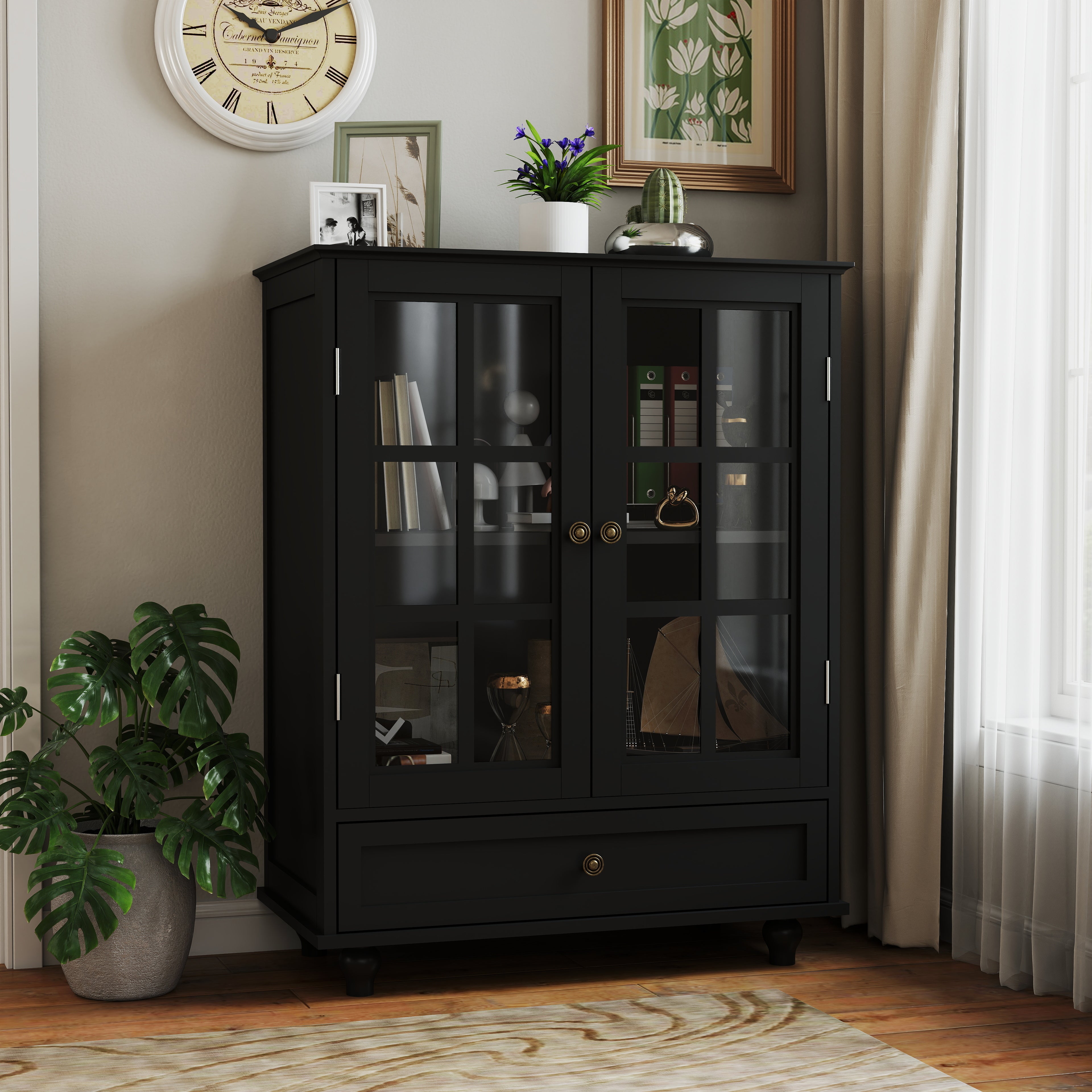 Double Glass Door Accent Cabinet