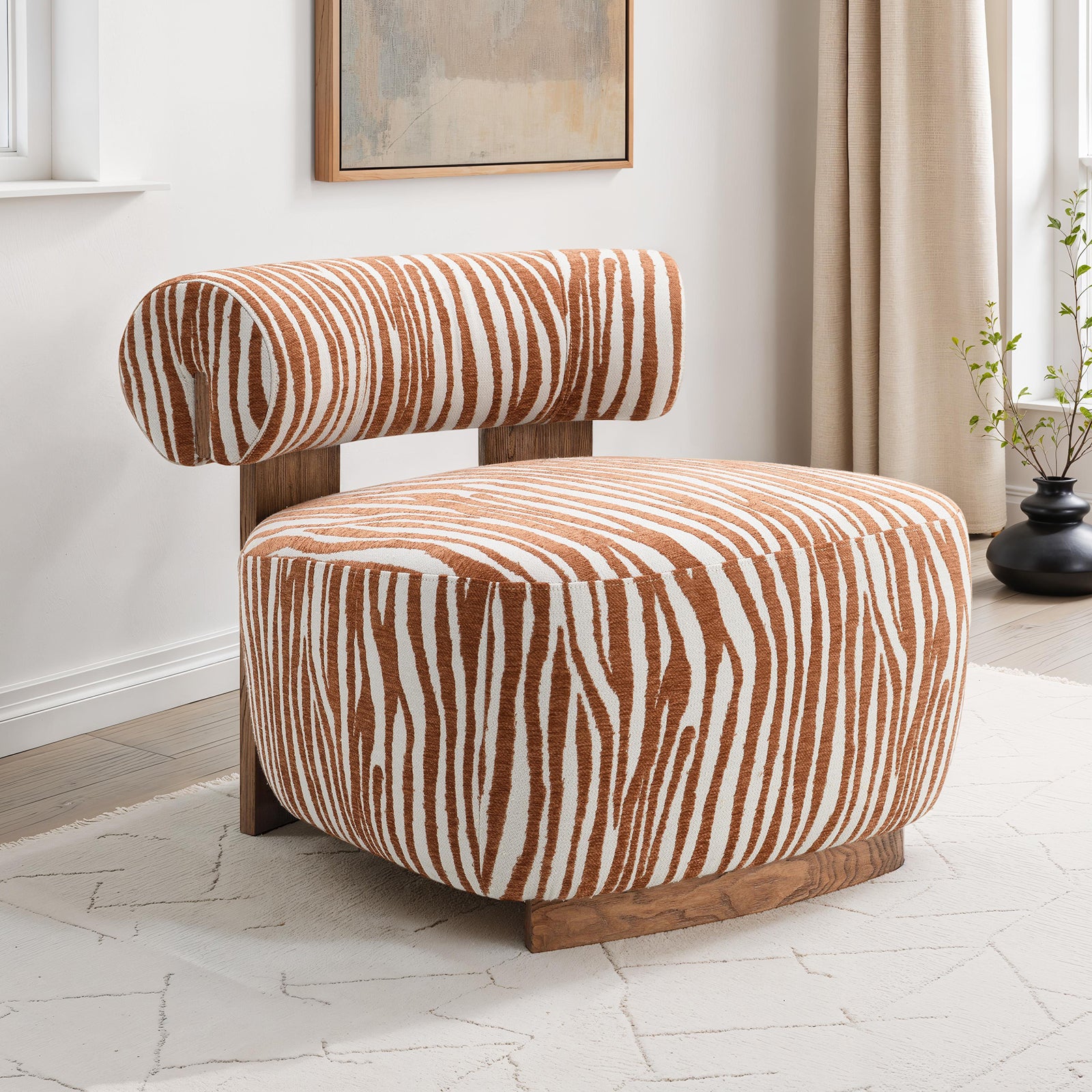 Avril Modern Zebra Stripe Accent Chair