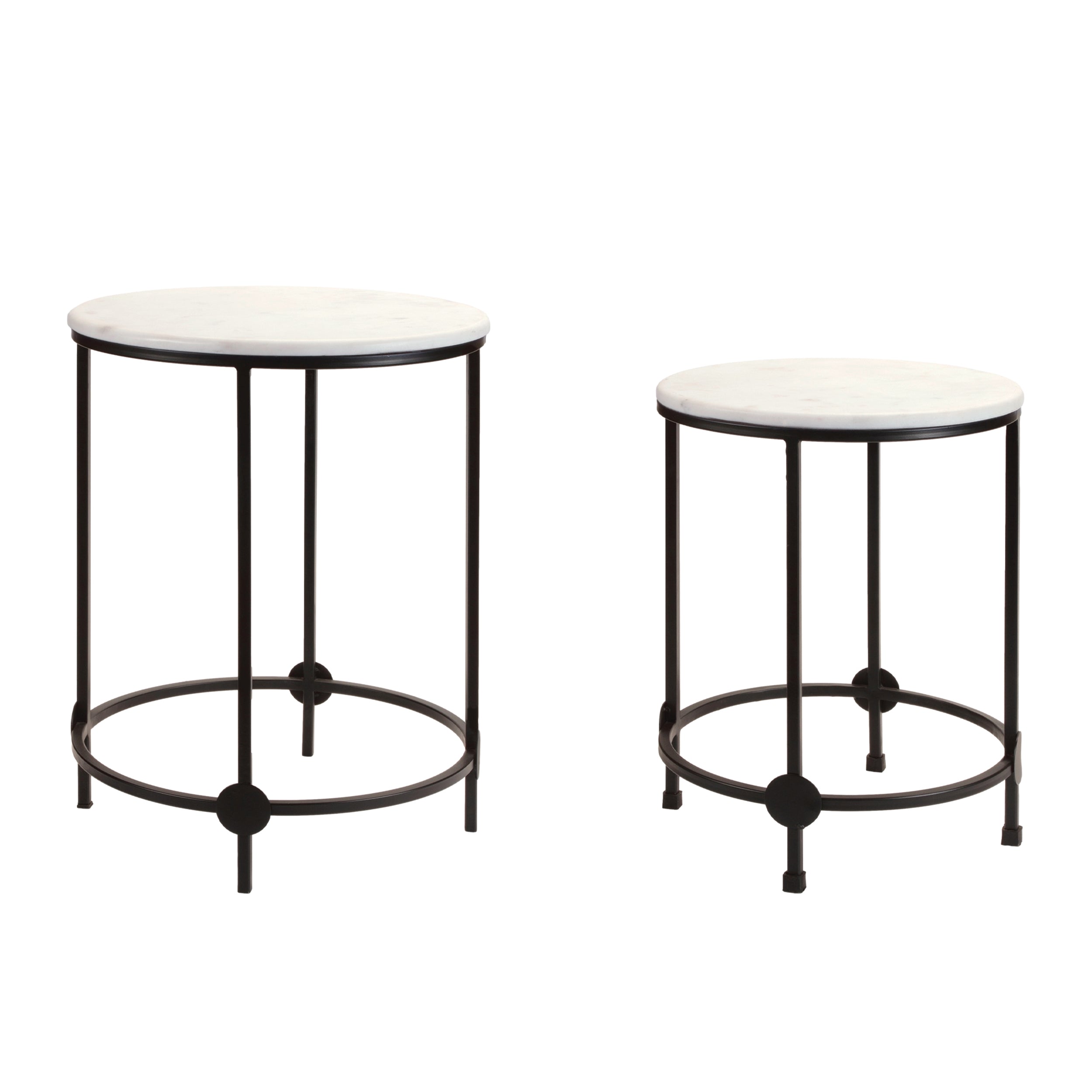 Round Marble Top Accent Table, Set of 2