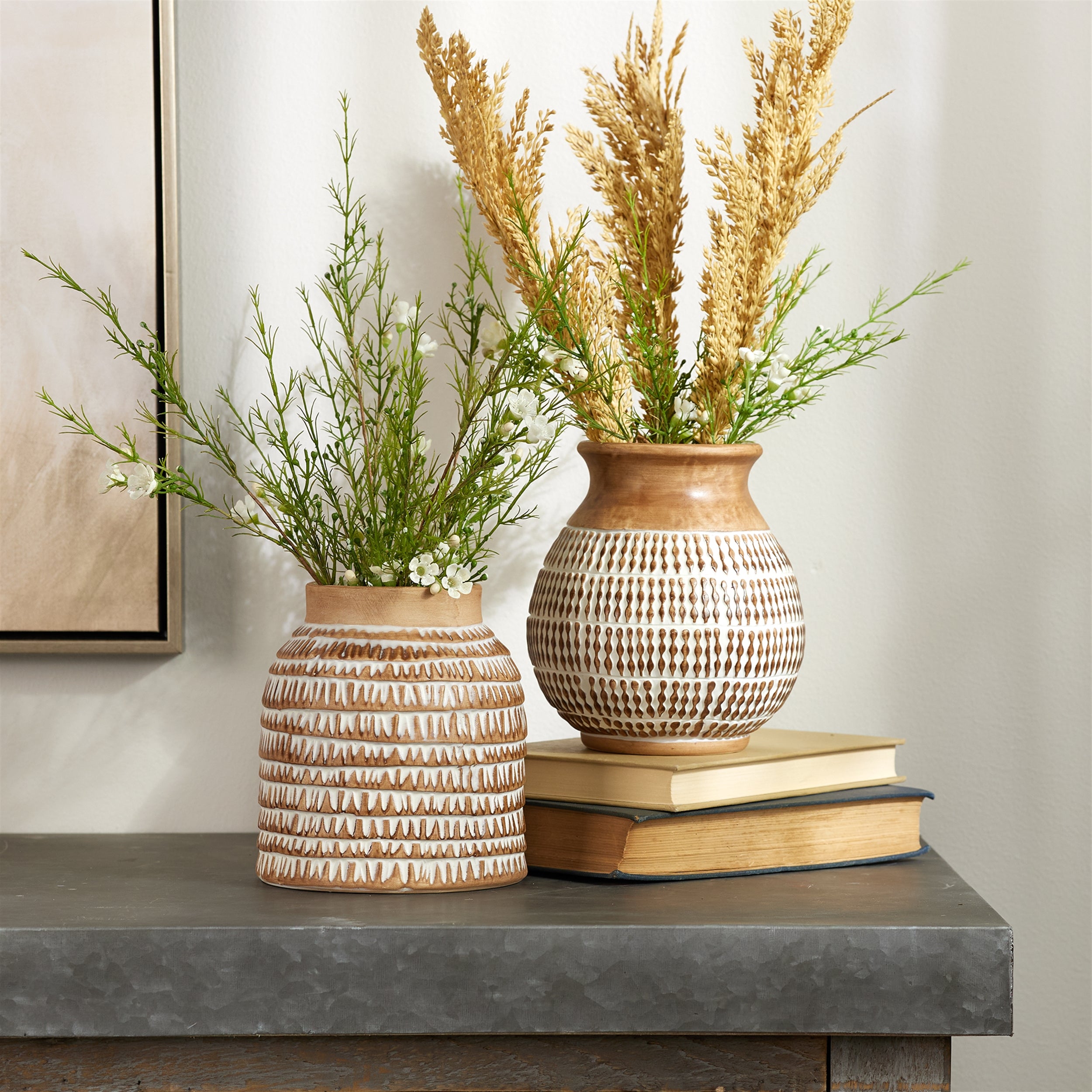 Textured Ceramic Vase, Set of 2
