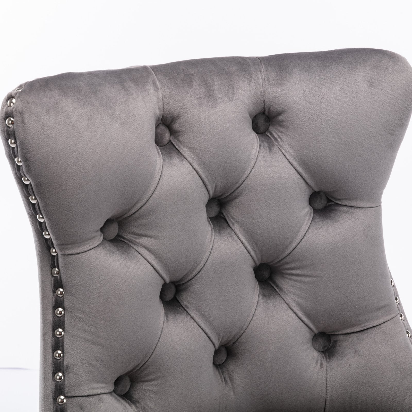 Contemporary Velvet Button Tufted Nailhead Trim Upholstered Barstools, Set of 2