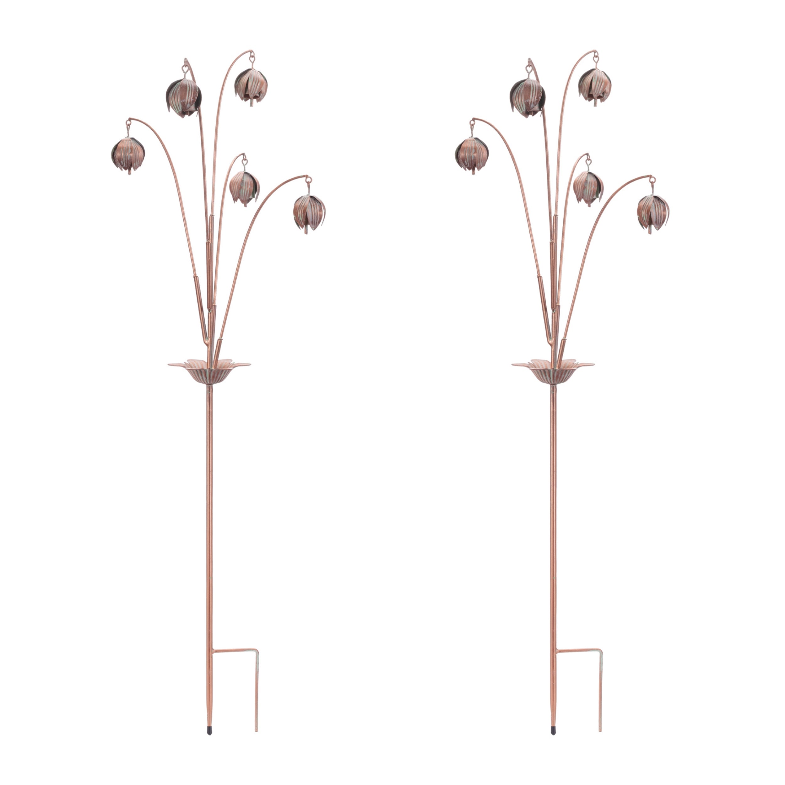 Iron Floral Spray Garden Stake, Set of 2