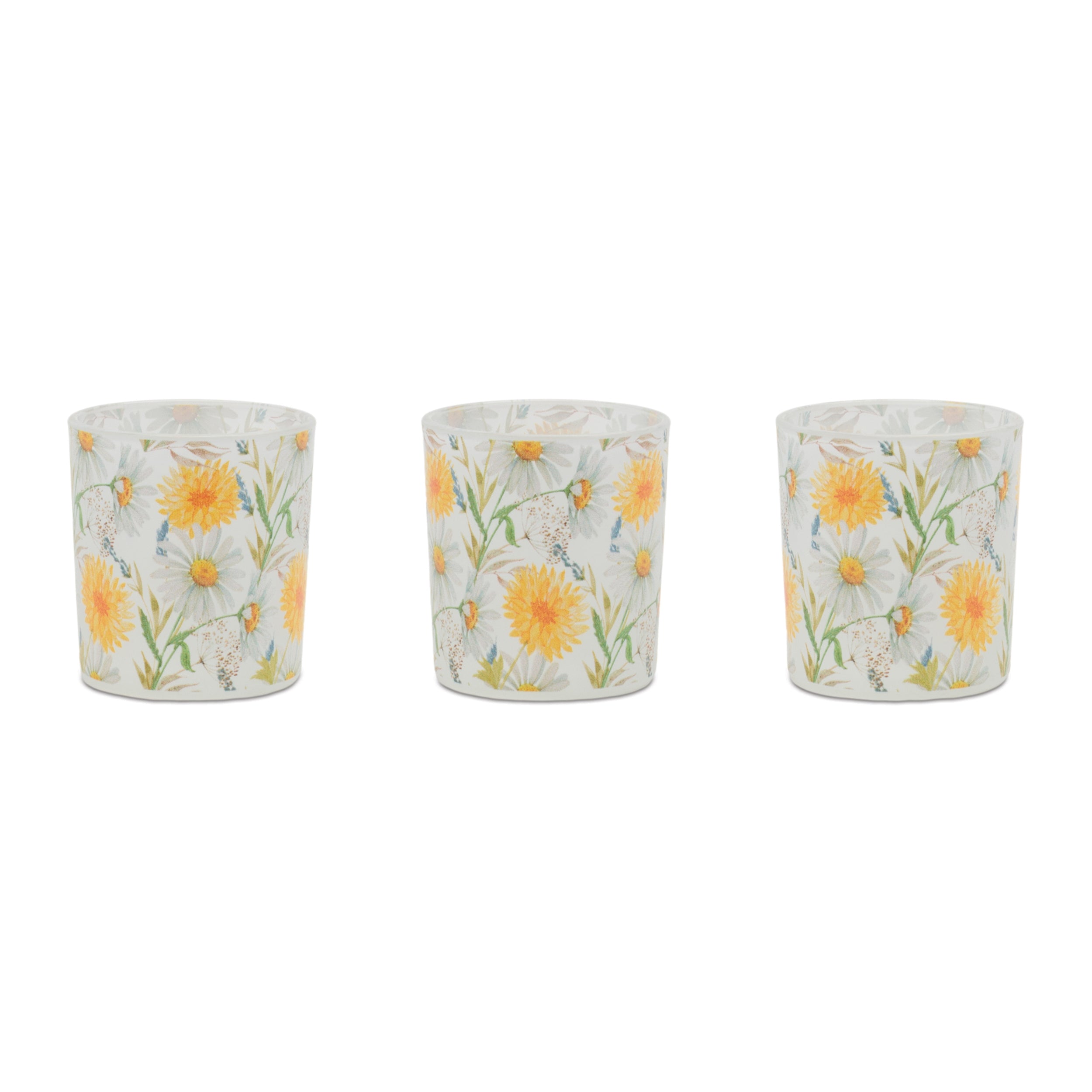 Floral Print Votive Candle Holder, Set of 3