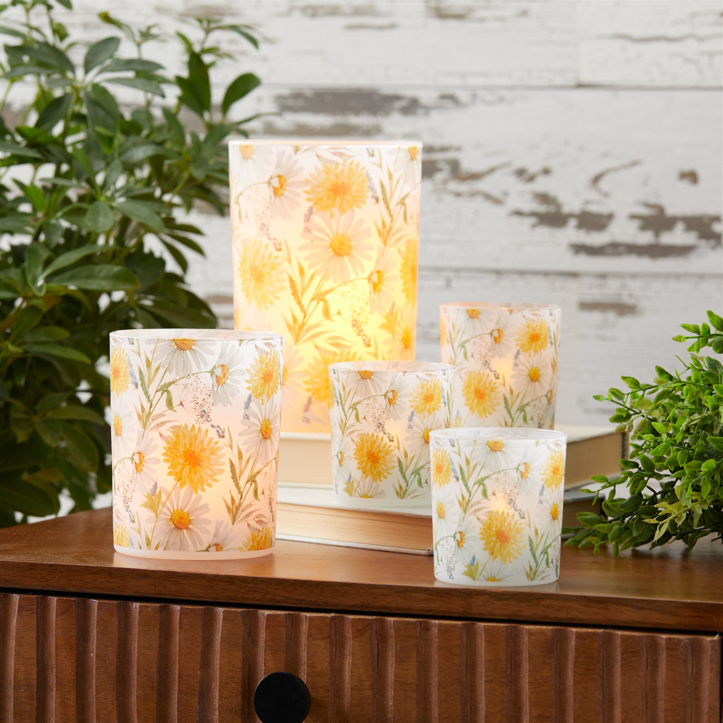 Floral Print Votive Candle Holder, Set of 2