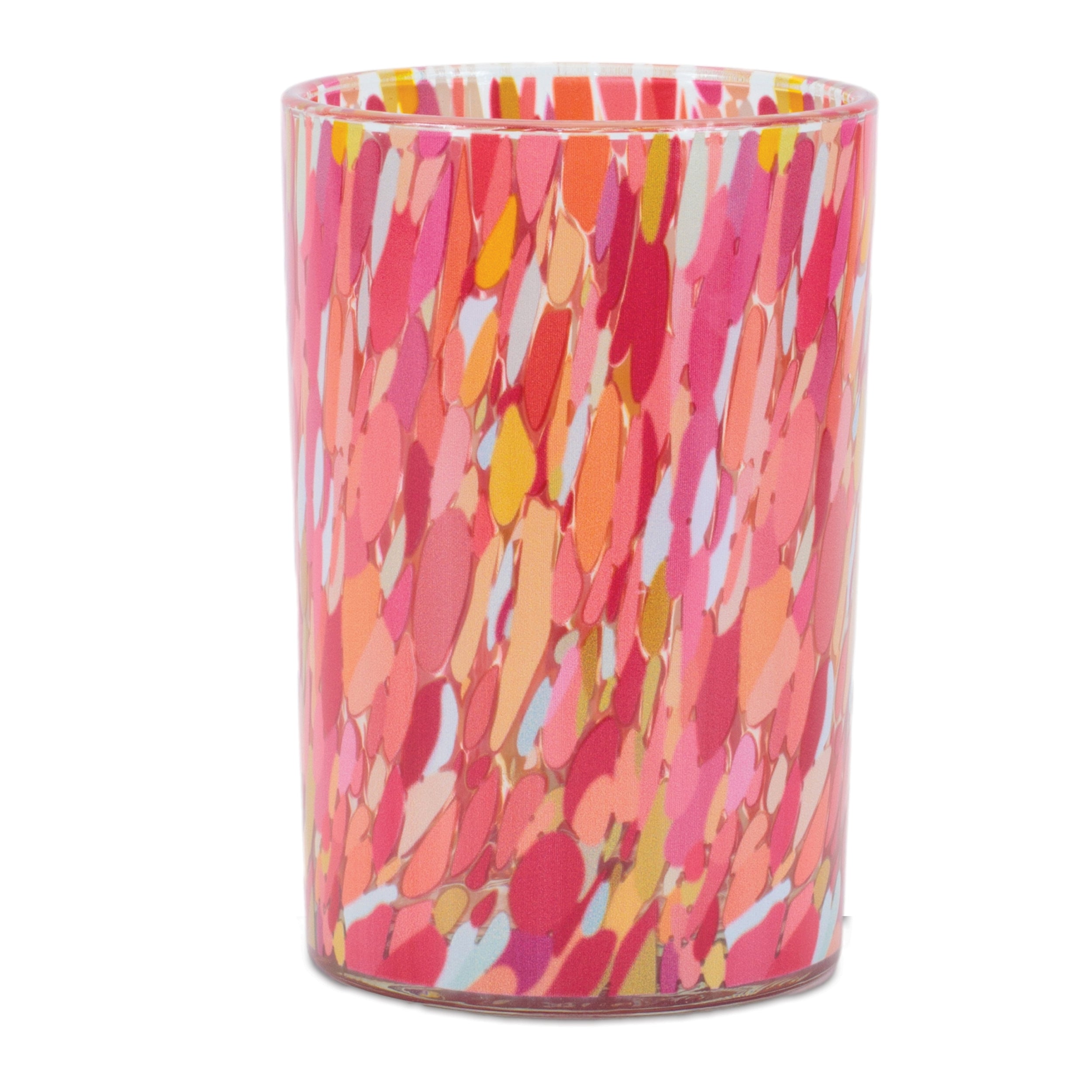 Painted Glass Candle Holder, Set of 2