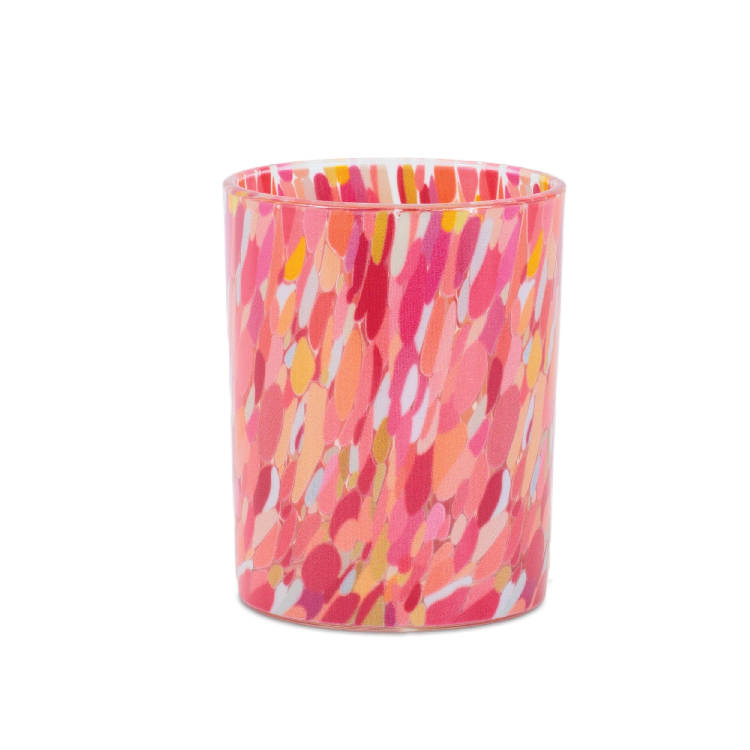 Painted Glass Candle Holder, Set of 2